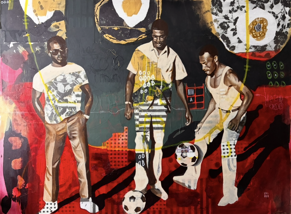 "Great Kings of the Past " Acrylics, House Paint and Mixed Medium on 40x30 inches stretched canvas 2025