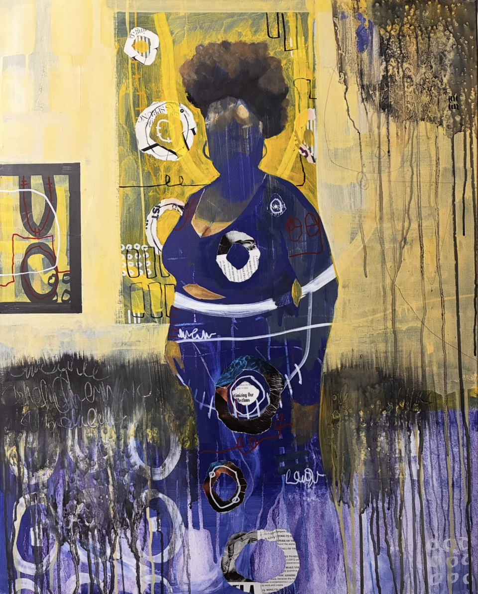 "Curating the Haute " Acrylics, House Paint and Mixed Medium on 24x30 inches stretched canvas 2025