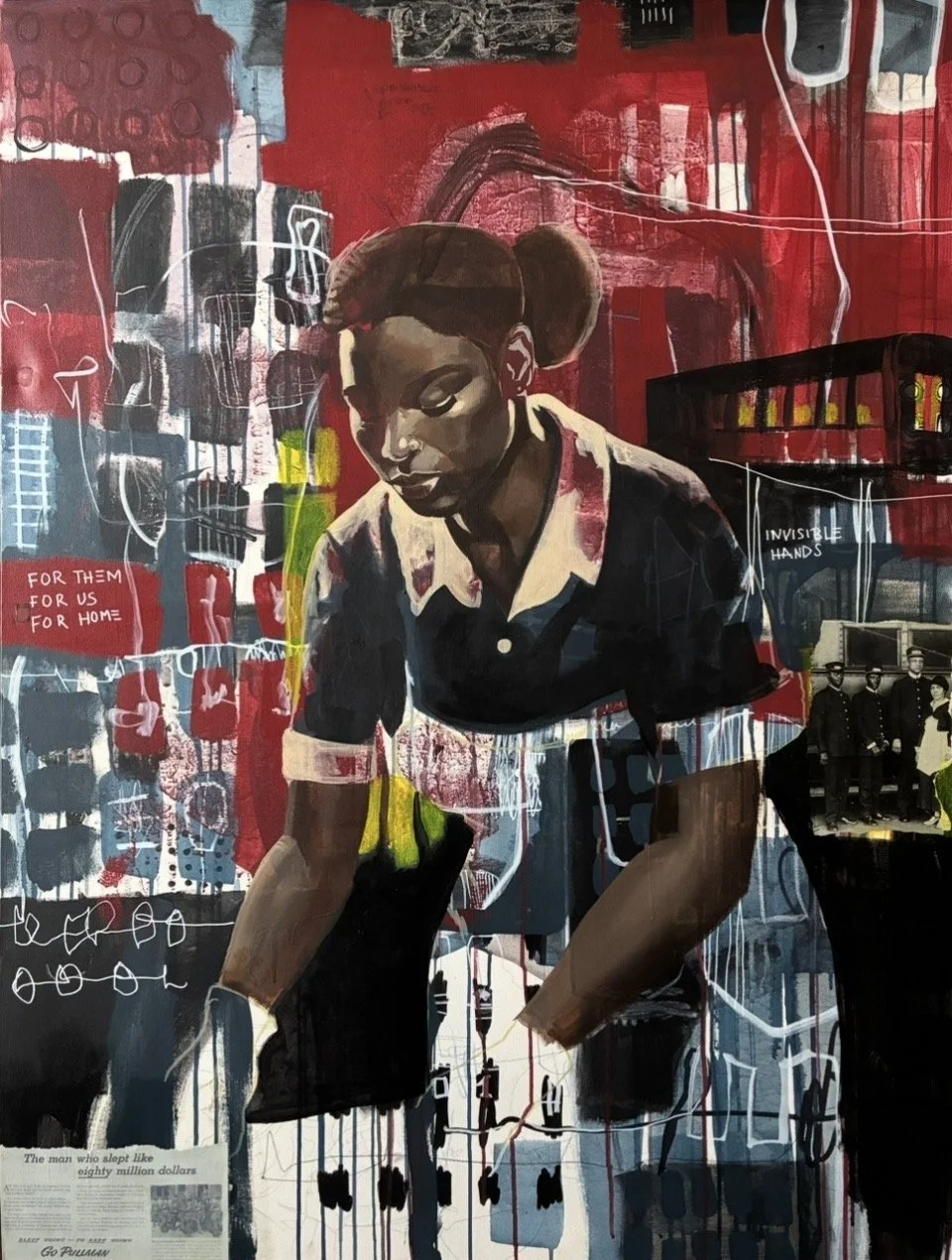 "Invisible Hands"
Acrylics and Mixed Medium on 36x48 inches stretched canvas 2026