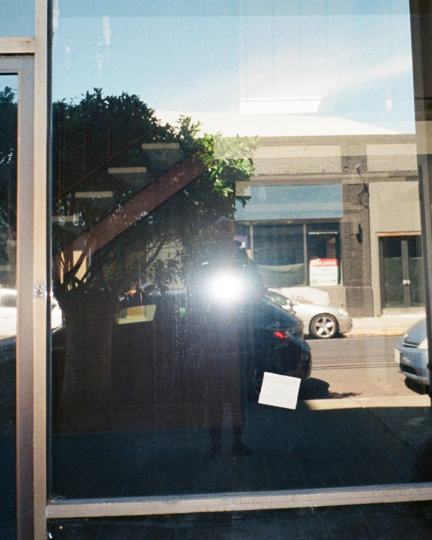 Jare Bear, the care bear. 

Photographed in 2026, outside of an old and unused office space.