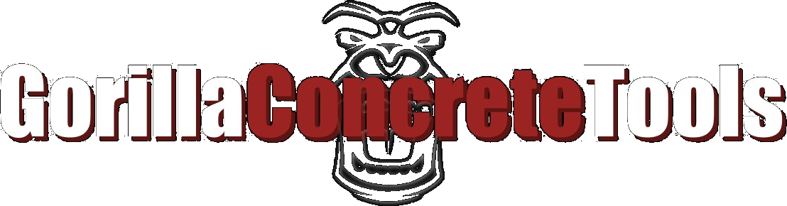 Logo with text 'Gorilla Concrete Tools' and a gorilla face in the background.