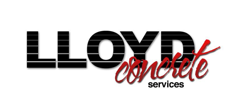 Lloyd Concrete Services logo with black, white, and red text