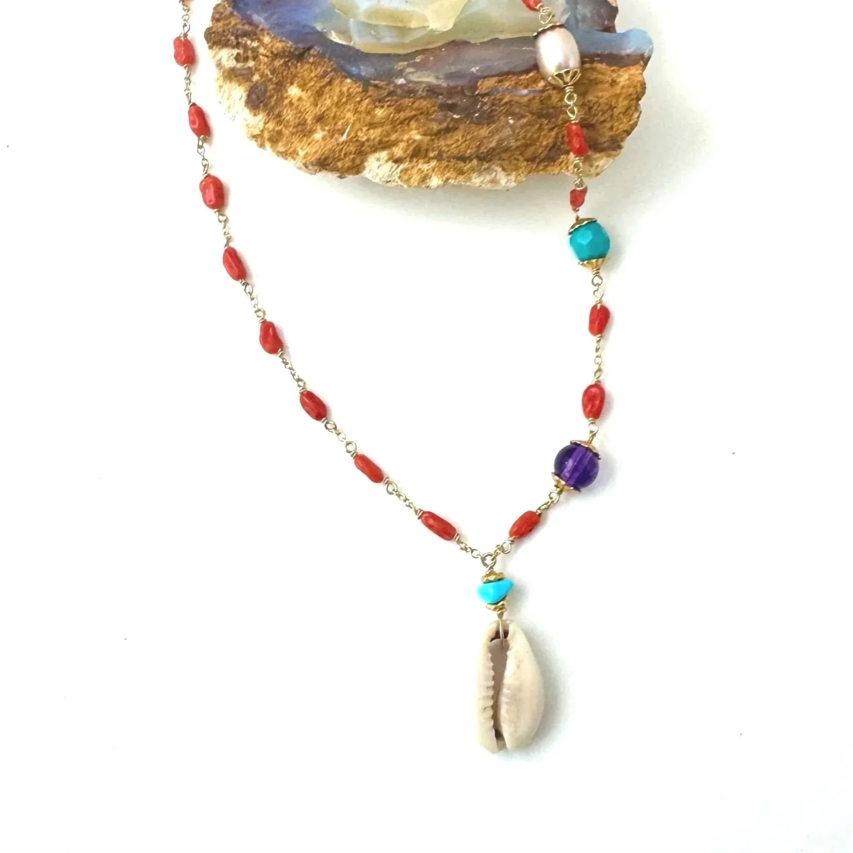 Coral Mermaid Princess Necklace