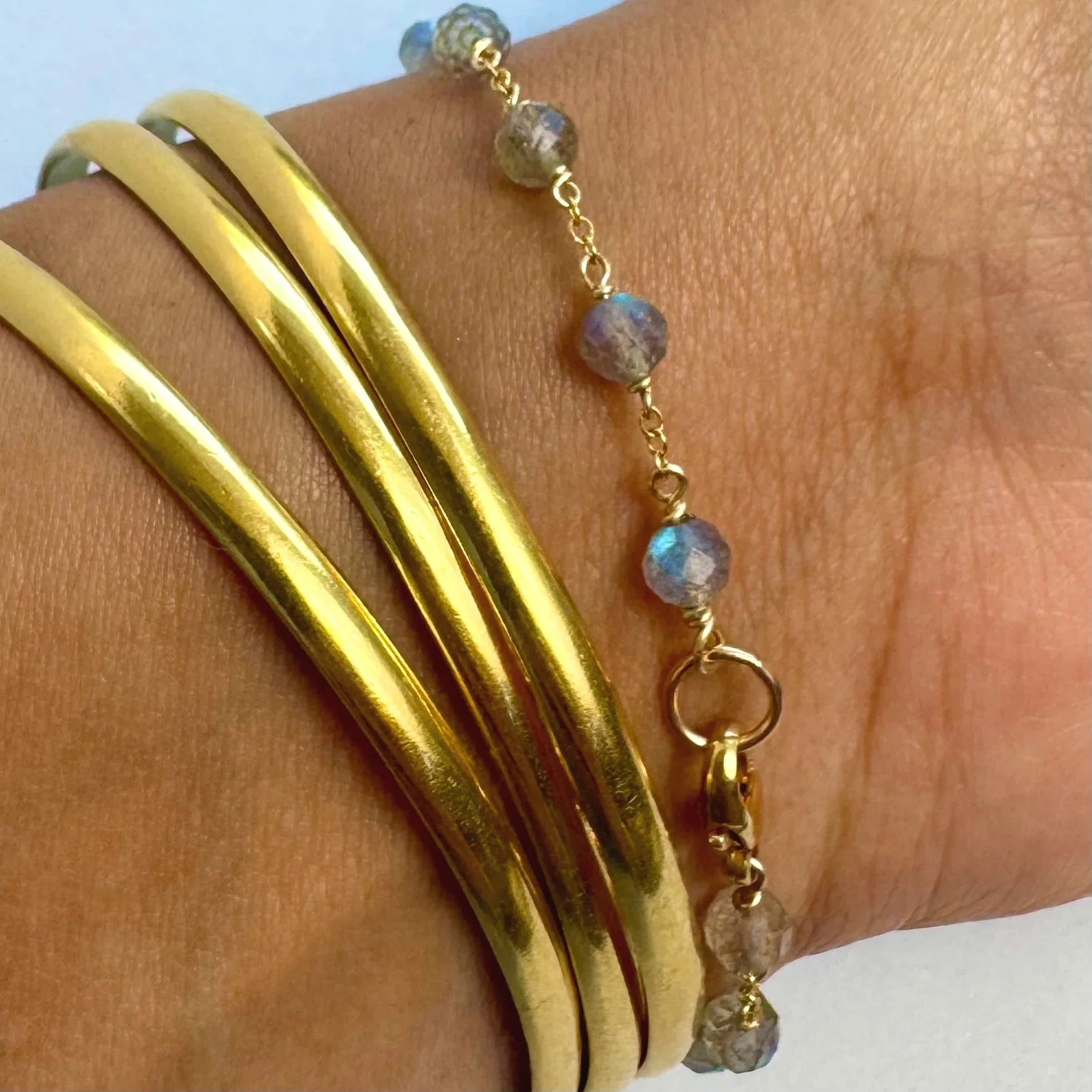Labradorite and Gold Chain Bracelet