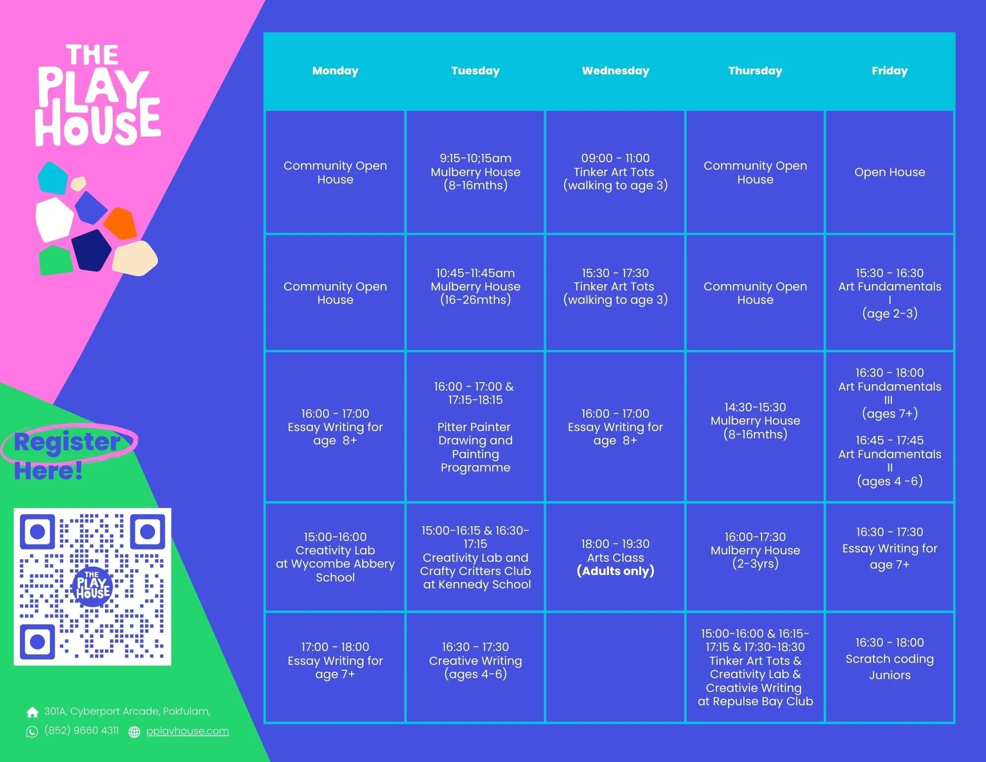 The Playhouse Timetable — The Playhouse