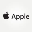 Apple Logo und der Schriftzug 'Apple' auf weißem Hintergrund