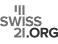 Schwarz-weiiges Logo mit dem Text SWISS21.ORG