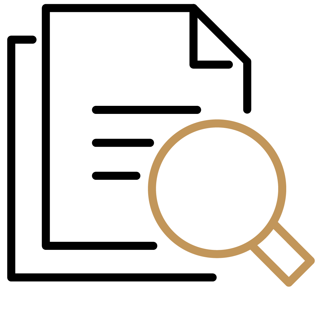 Lupe, die auf einer Suchseite mit Text 'Suche nach ...' sitzt.