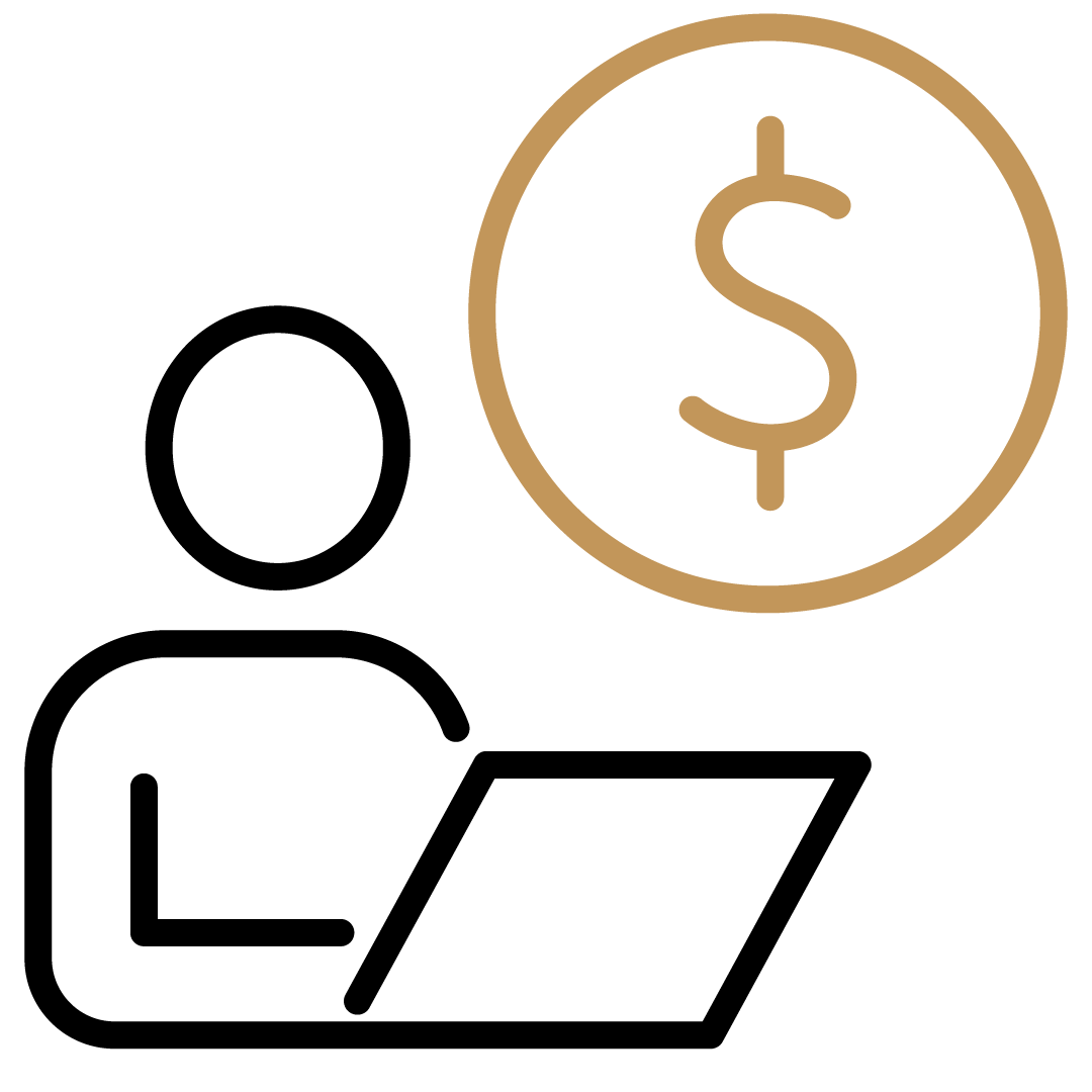 Symbolbild mit einem großen Dollarzeichen in einer goldfarbenen Linie innerhalb eines Kreises und der Aufschrift 'Geld sparen' darunter auf schwarzem Hintergrund.