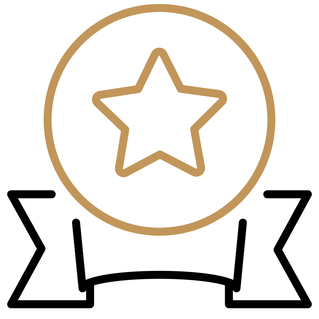 Grafik eines goldfarbenen Sterns in einem Kreis