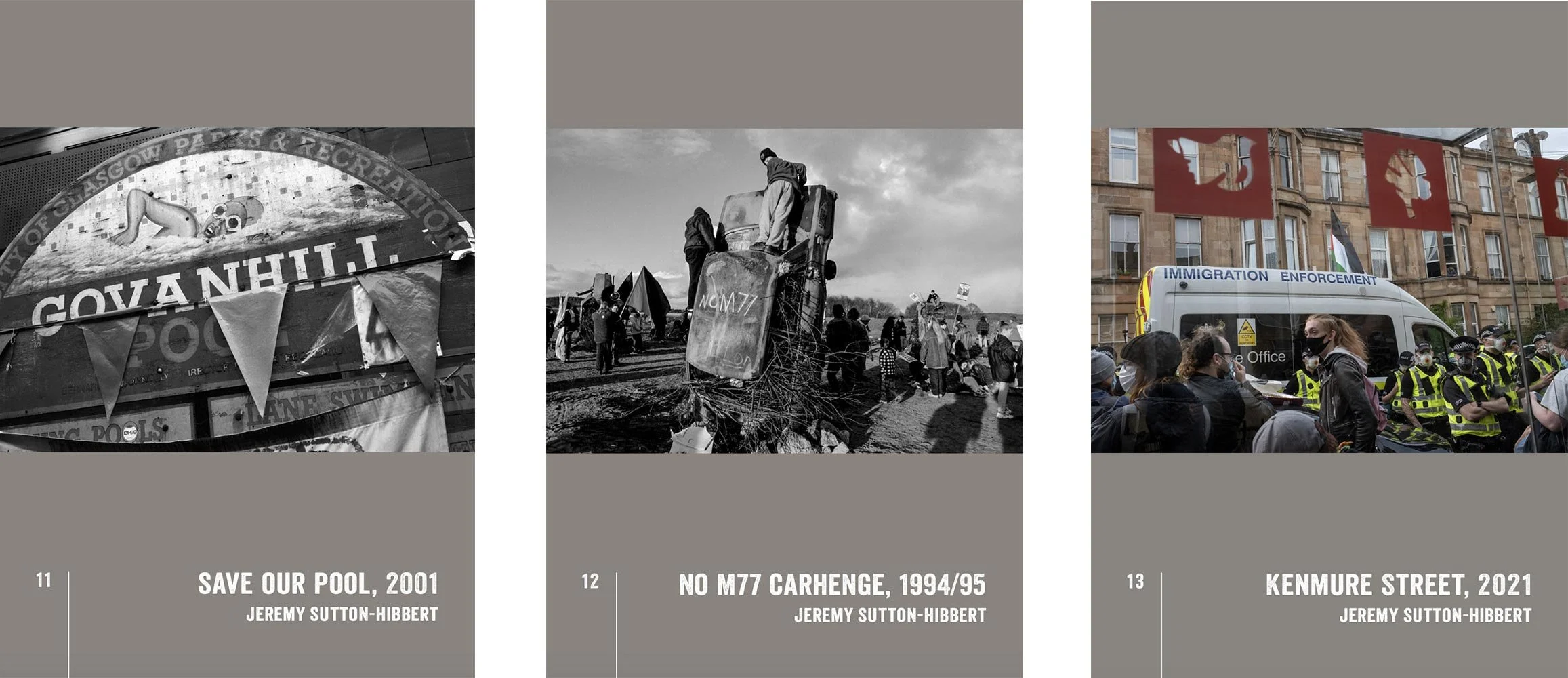 Front covers of three photography zines, two wiht a black and white image on cover, one with a colour image.