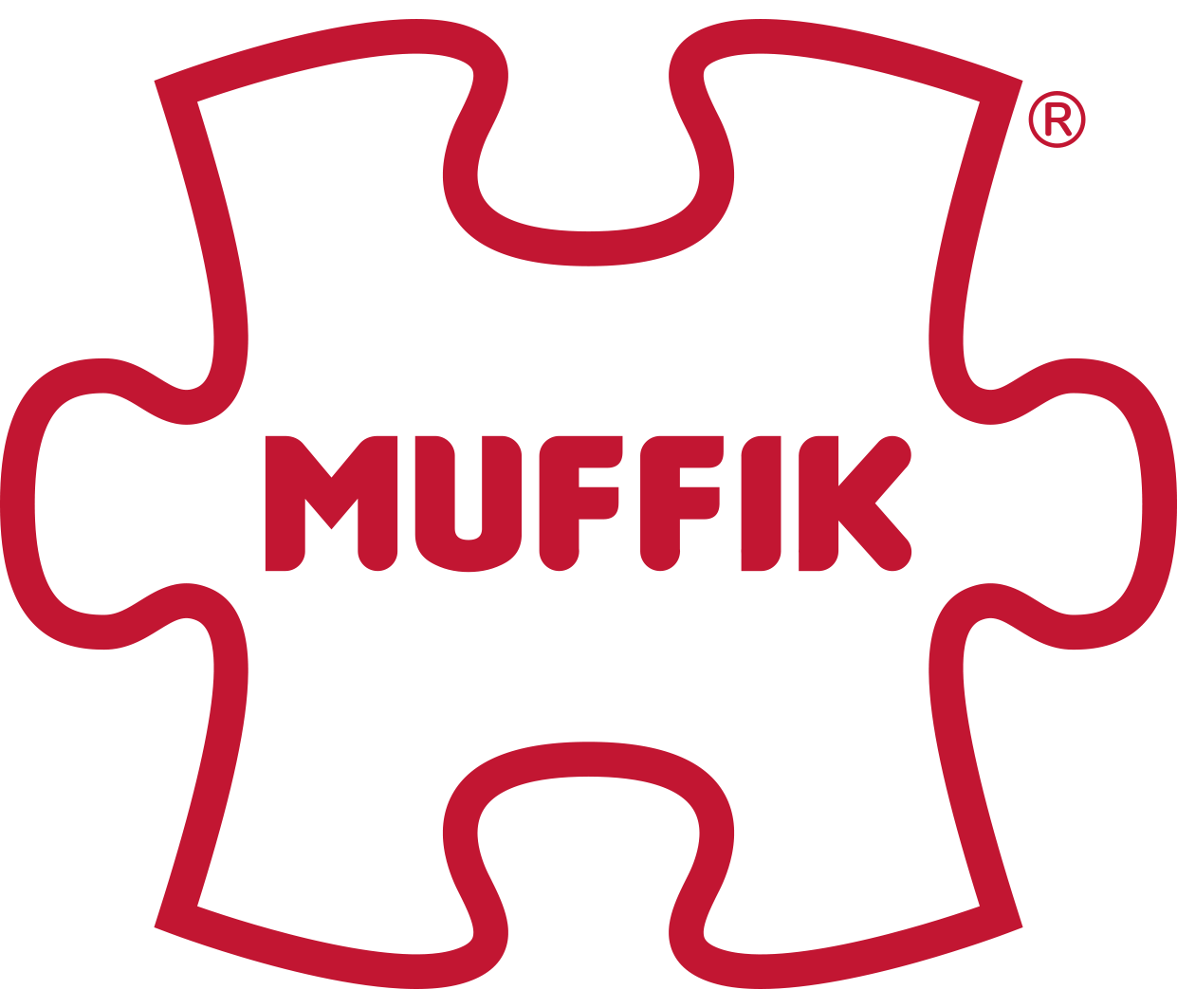 Logo of MUFFIK, a black puzzle piece shape outlined in red with the word 'MUFFIK' in red capital letters in the center.