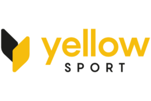Yellow Sport logo with a black and yellow abstract icon and bold yellow and black text