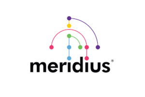 Meridius logo with colorful interconnected dots forming an abstract design above the company name.