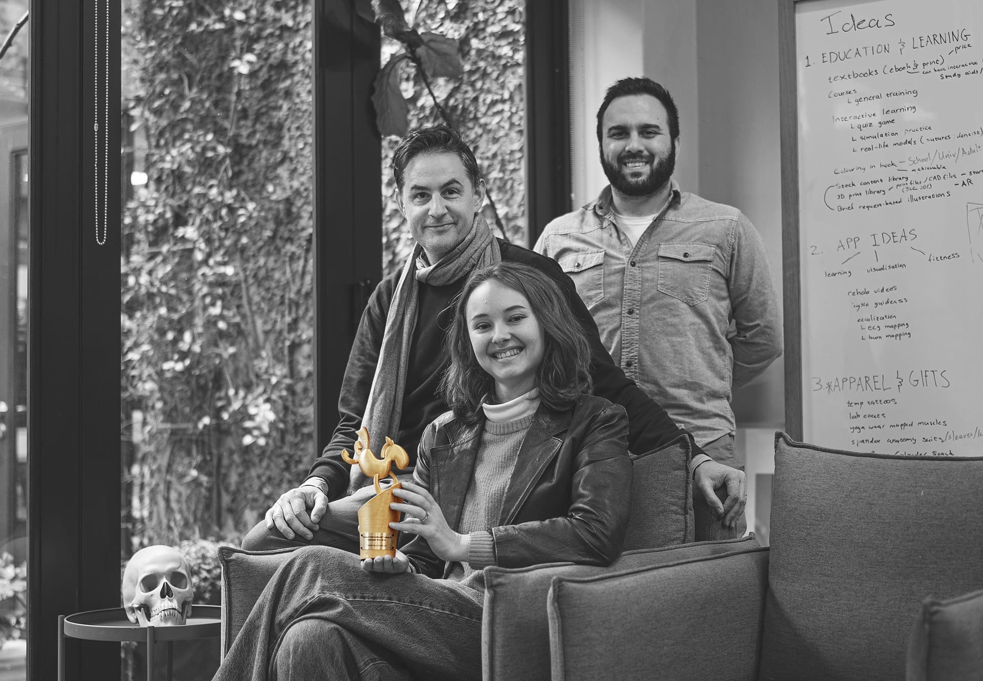 Key members of the Atomedge team at their Cape Town office, celebrating with their trophy as the ITFS Trickstar Business Award Winners of 2026.