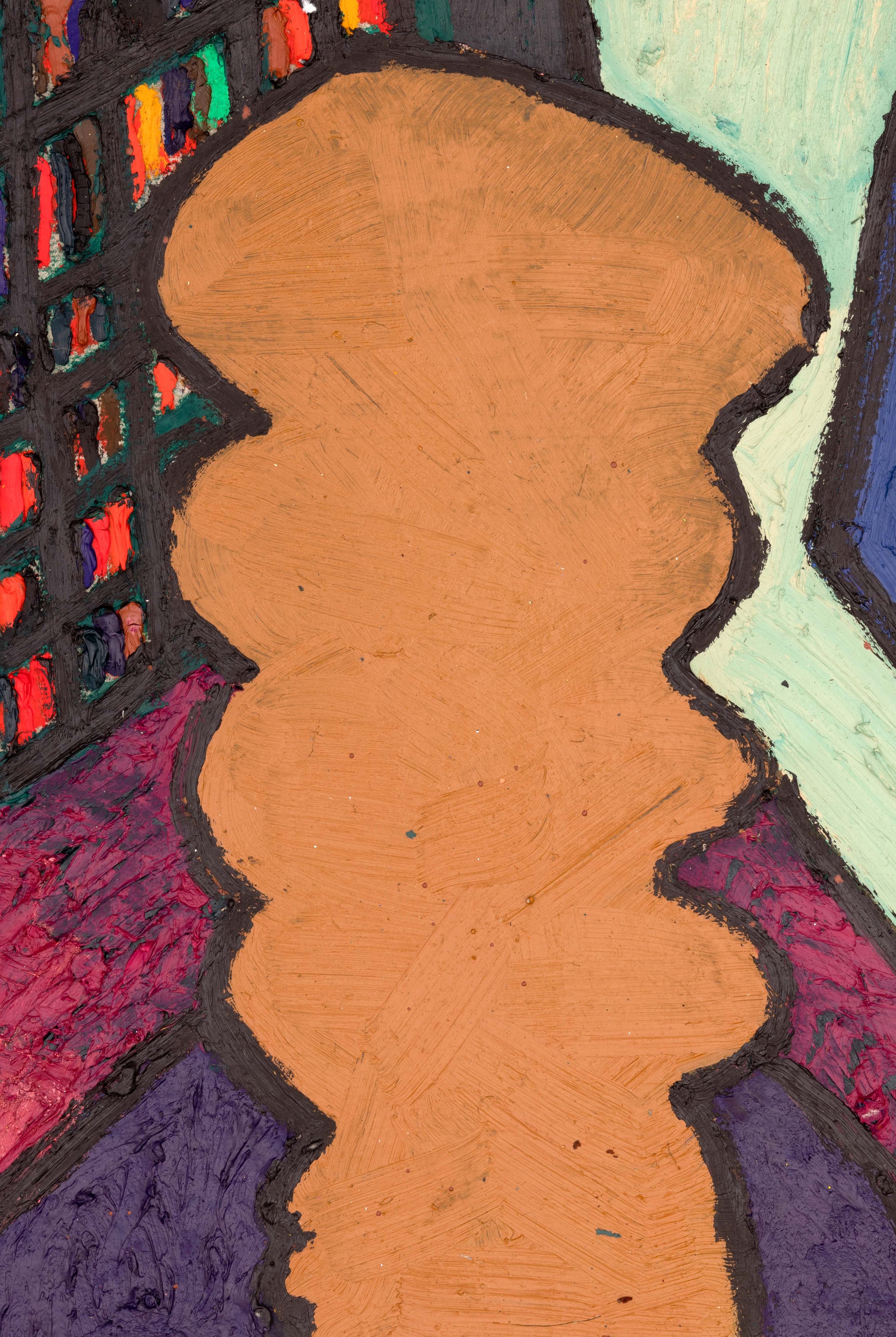Skulptur on a table (2023), 40 x 25 cm, oil on paper on wood board