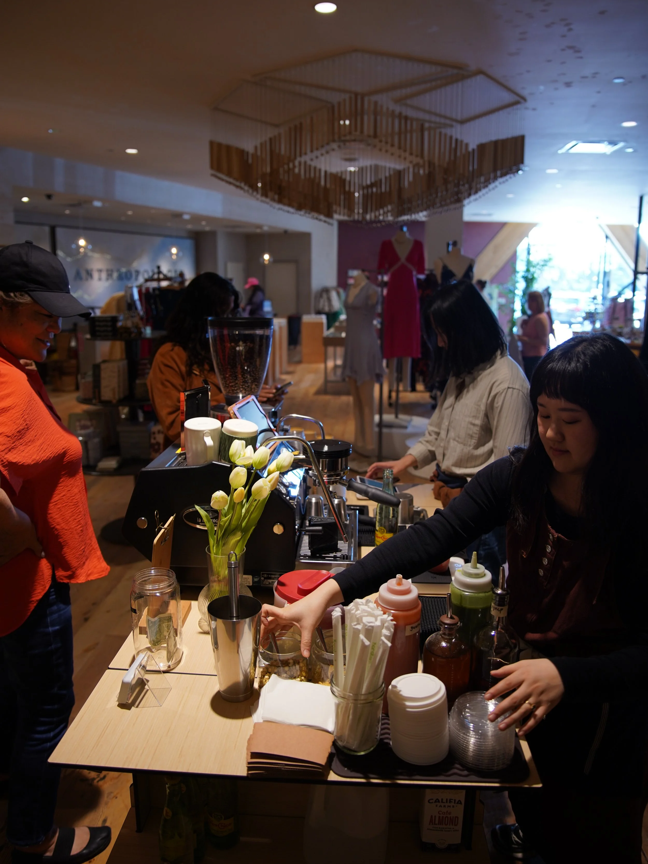 cart set up at Anthropologie 
