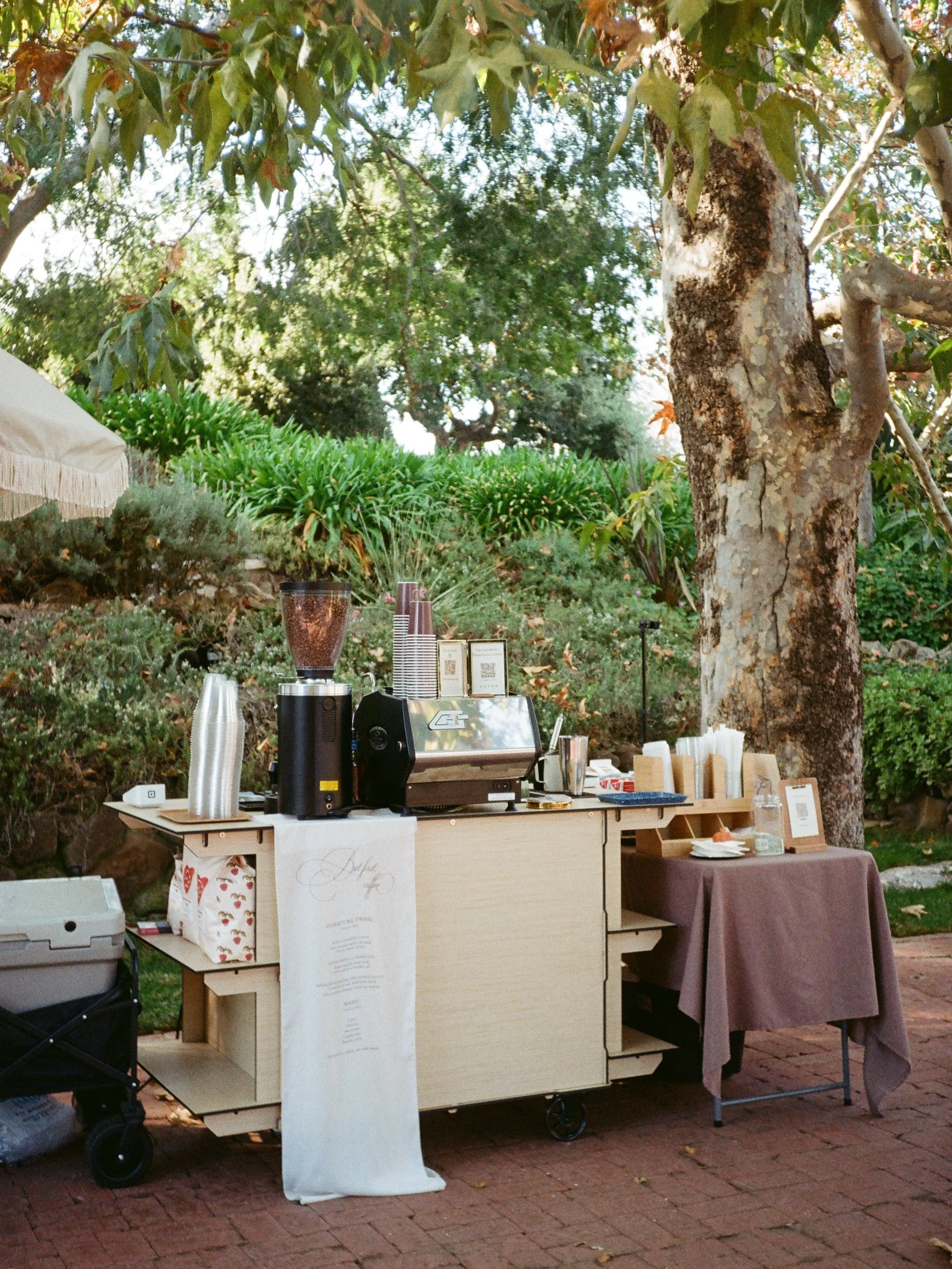 Cart set up at wedding 