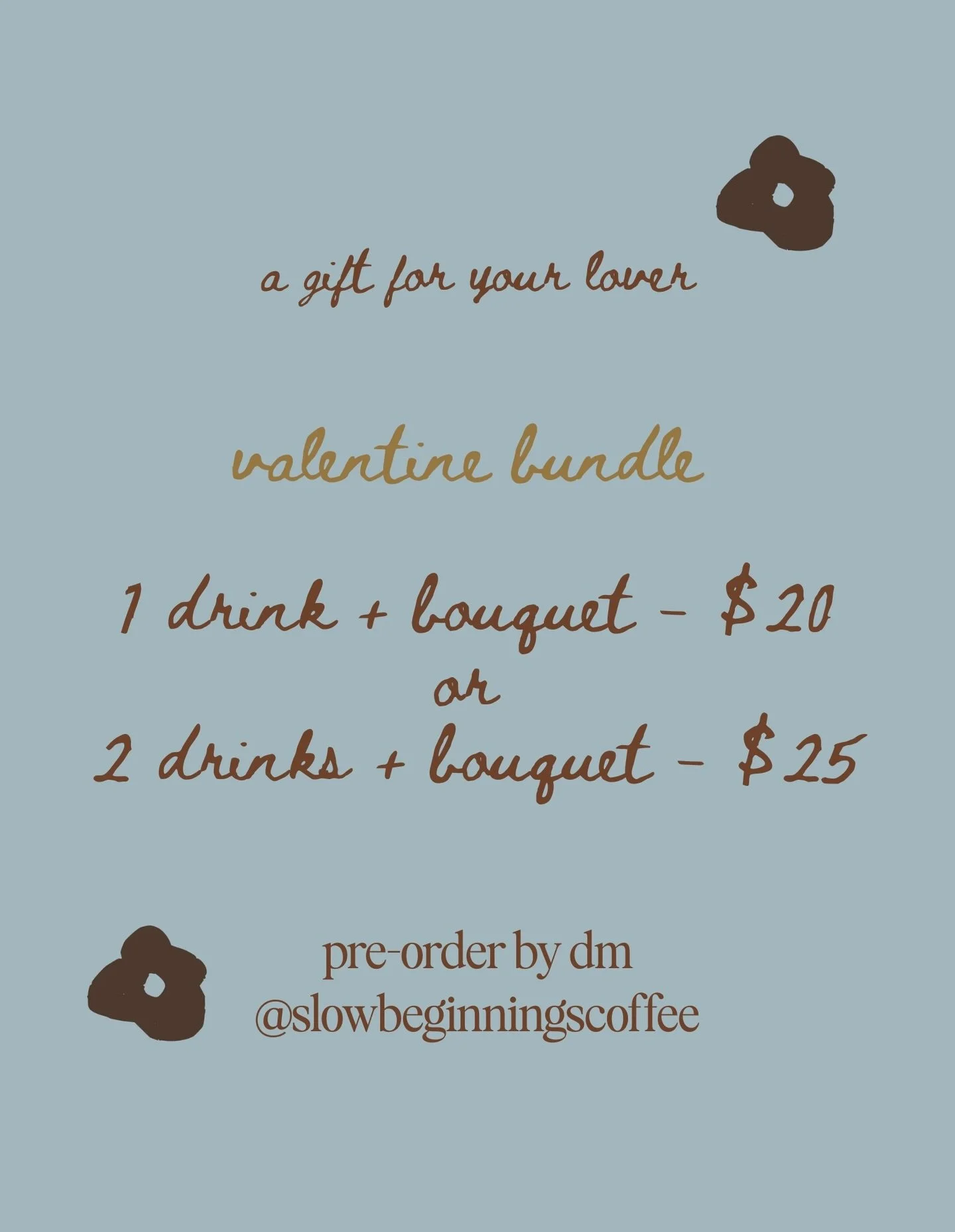 Valentine&rsquo;s Day Saturday (2/14) pop up at our favorite @sidebloomshop in Montrose from 10 am - 12 pm💘💘!! We will also be taking pre-orders of Valentine&rsquo;s bouquet + drink bundles through DM and pick up will be at Sidebloom during service