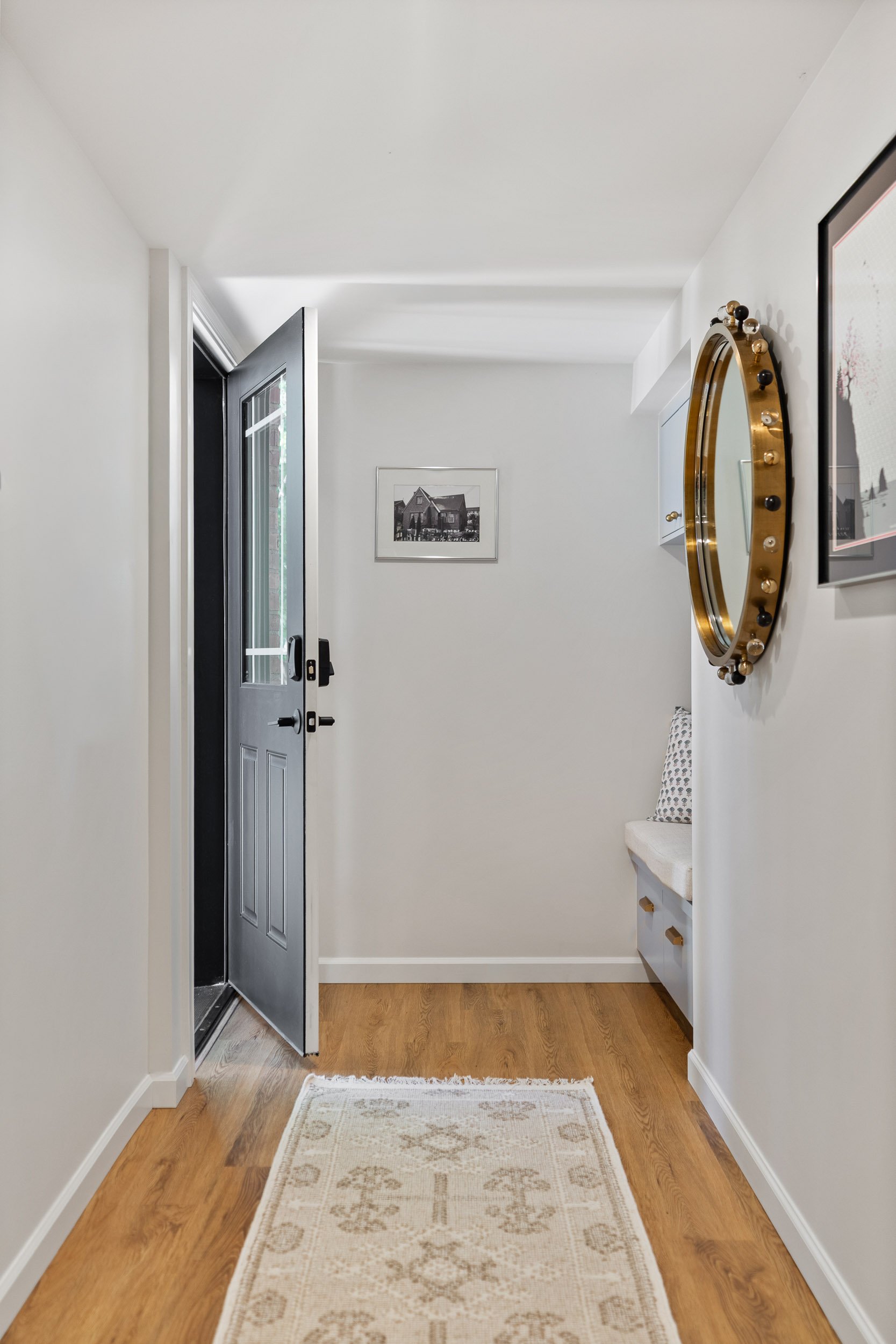Accessible basement conversion in Ravenna featuring a thoughtfully designed accessory dwelling unit with comfortable living spaces and aging-in-place features.
