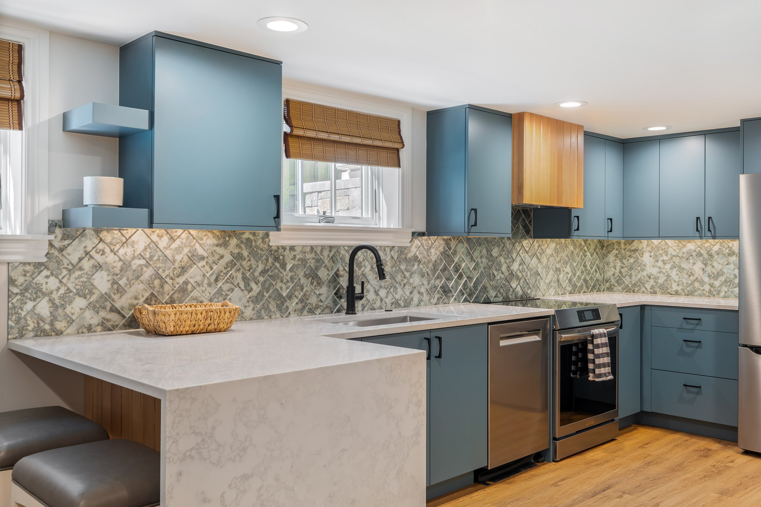 Accessible basement conversion in Ravenna featuring a thoughtfully designed accessory dwelling unit with comfortable living spaces and aging-in-place features.