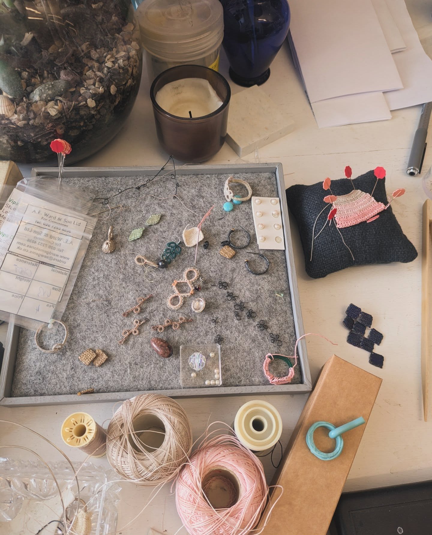 Creative clutter, sketches, samples, bits and bobs, old and new.