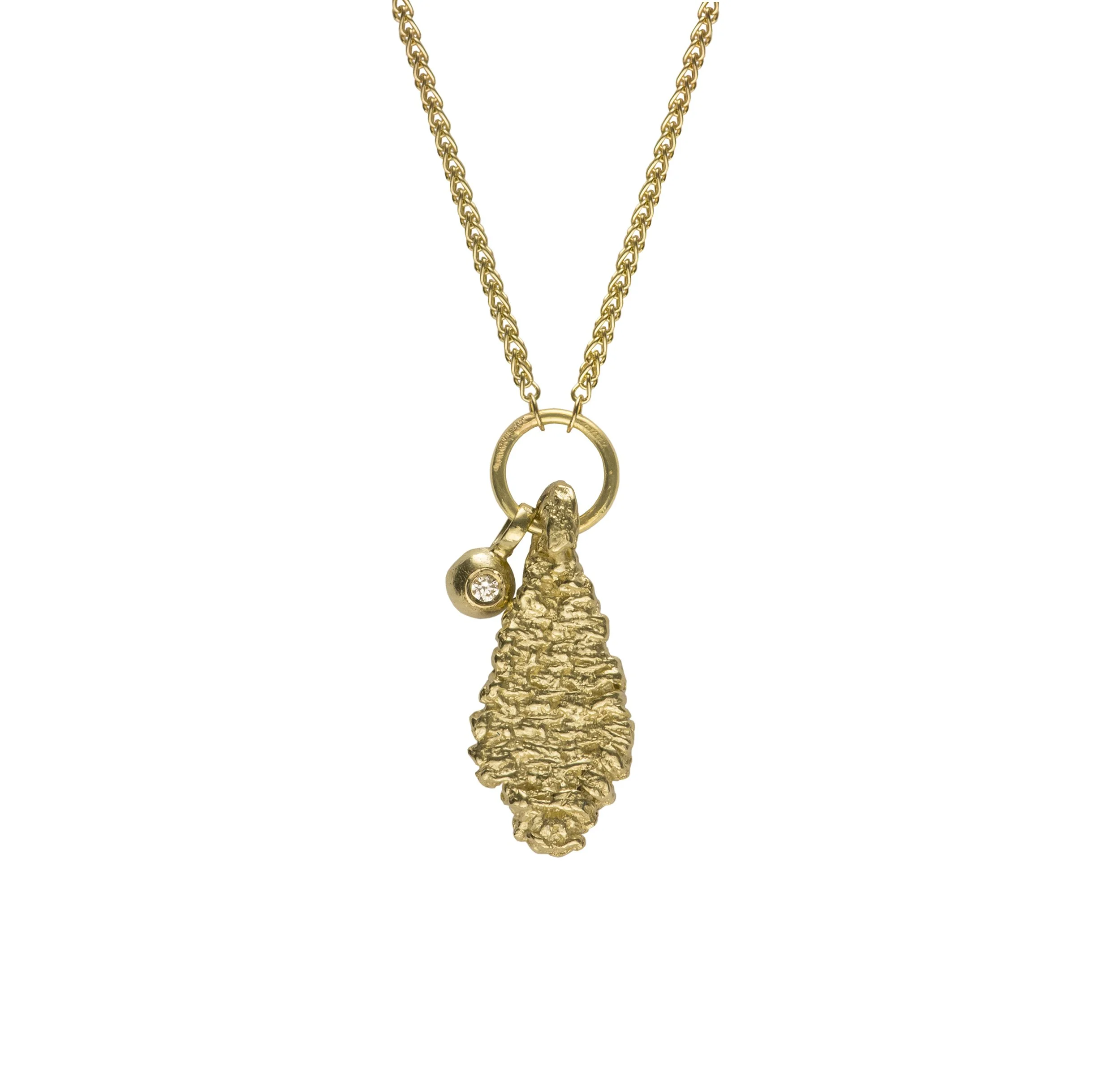 Woven Droplet Pendant – Gold and Diamond