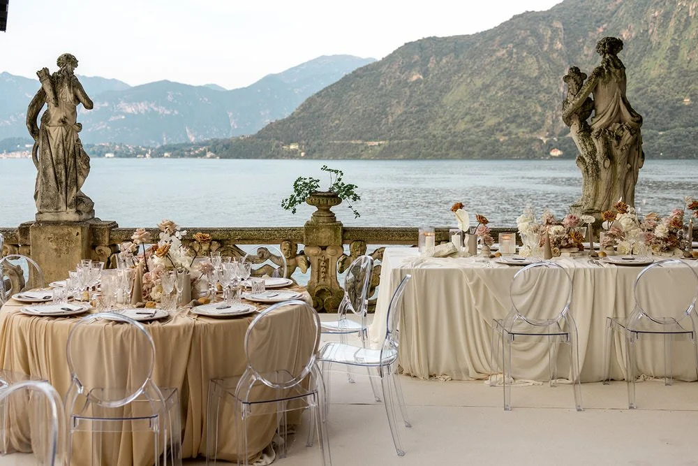 nick-nicole-villa-balbianello-my-lake-como-wedding-day-ceremony-reception-muted-vintage-colours-outdoors-meal-dining