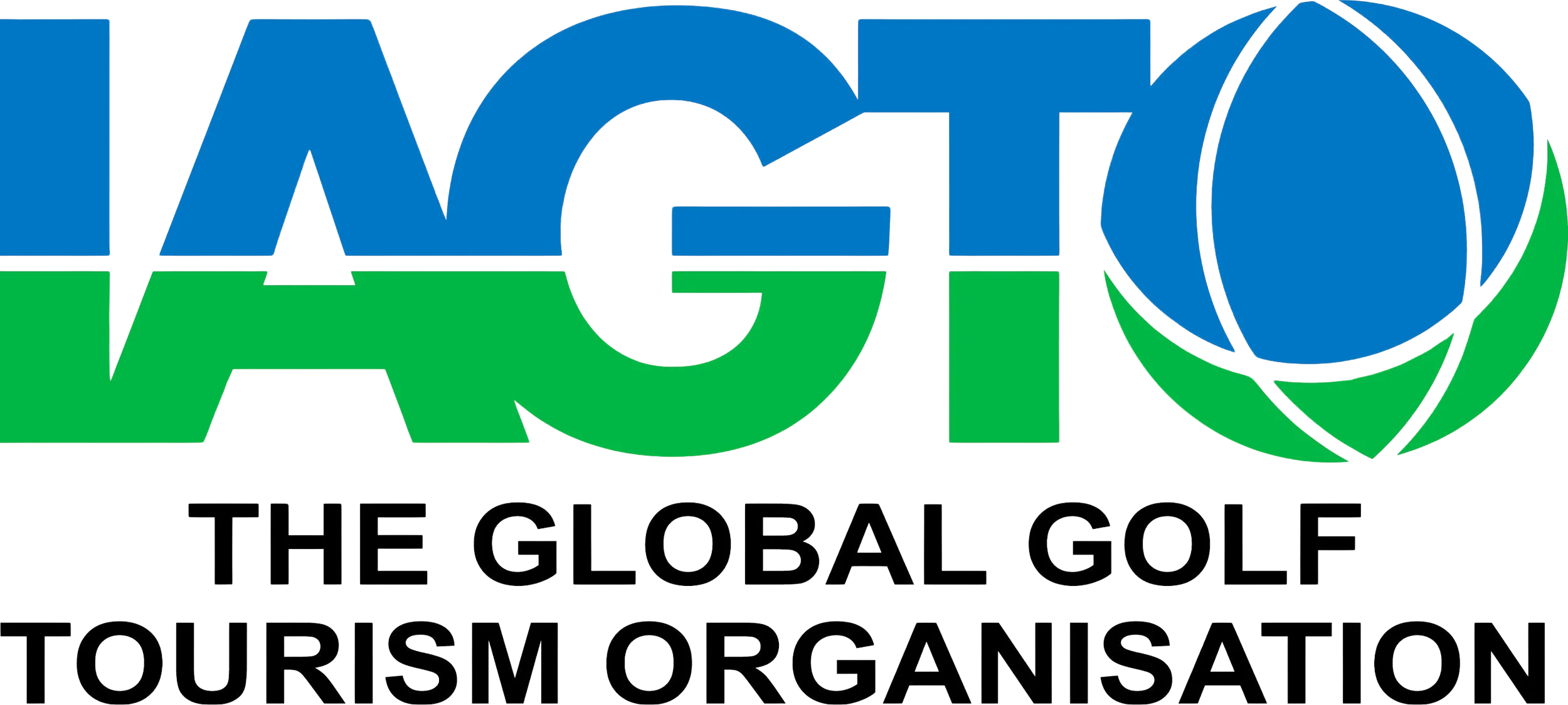 Logo for the Global Golf Tourism Organisation with a blue and green design and black text.