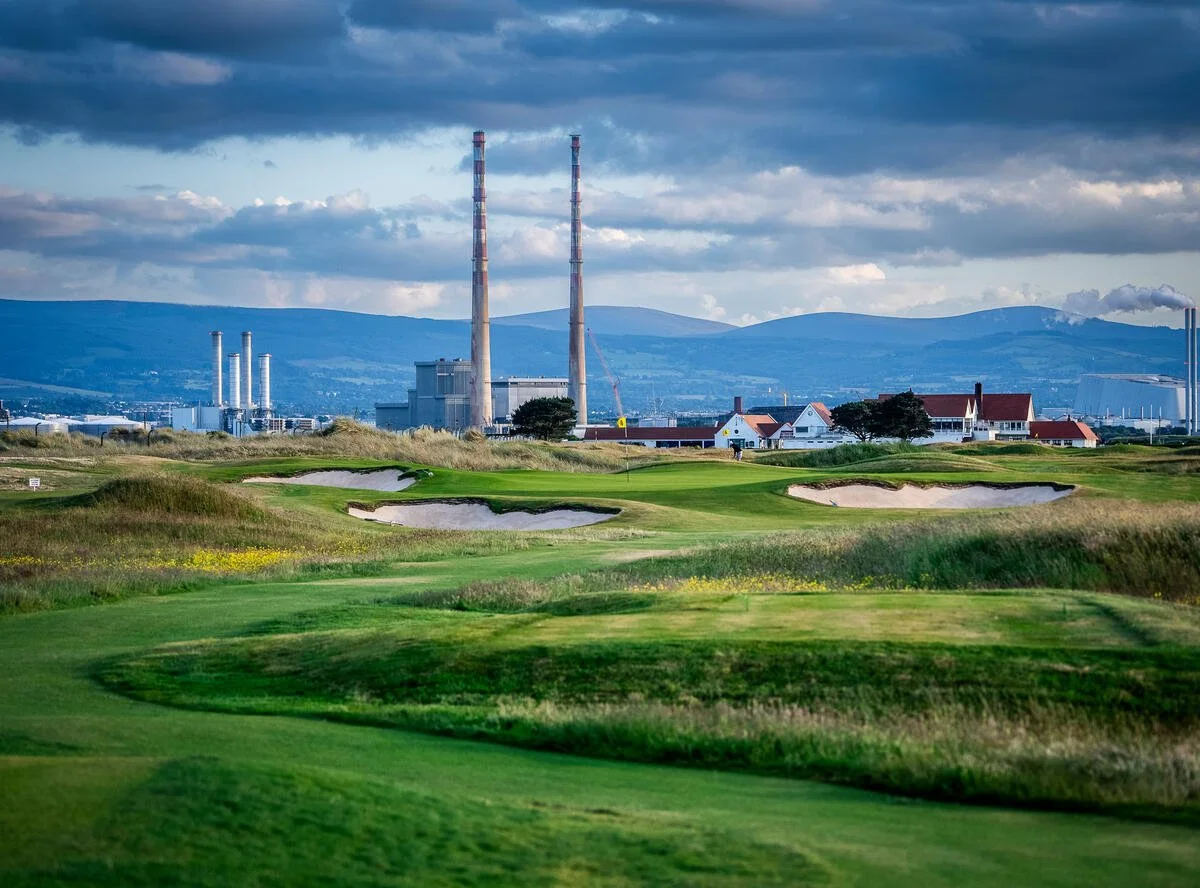 Royal Dublin Golf Club championship links overlooking Dublin Bay on Bull Island, Ireland
