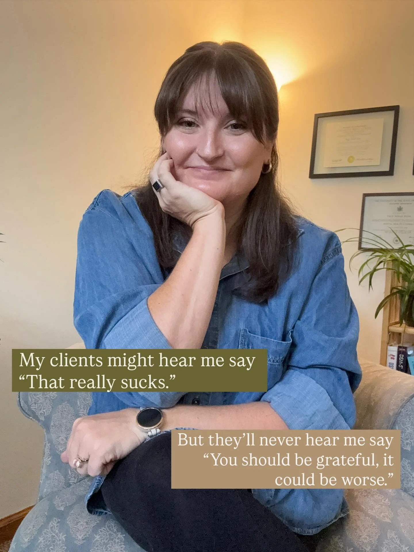 ✨ You&rsquo;ll never hear me say, &ldquo;You should be grateful &mdash; it could be worse.&rdquo;

That phrase sounds harmless, but it teaches people to distrust their own pain. It tells them that their hurt only matters if it&rsquo;s compared to som