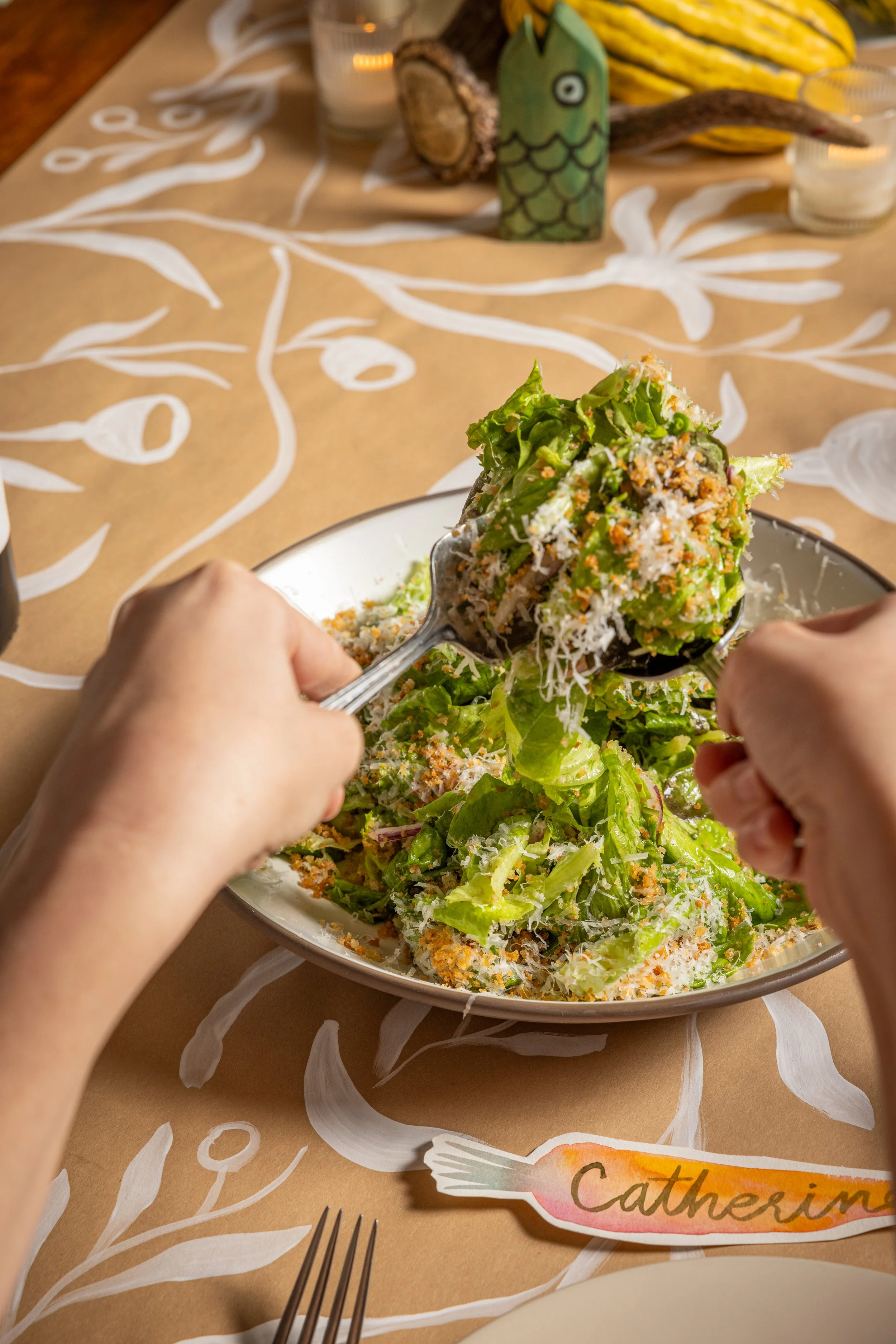Market lettuces salad being served.