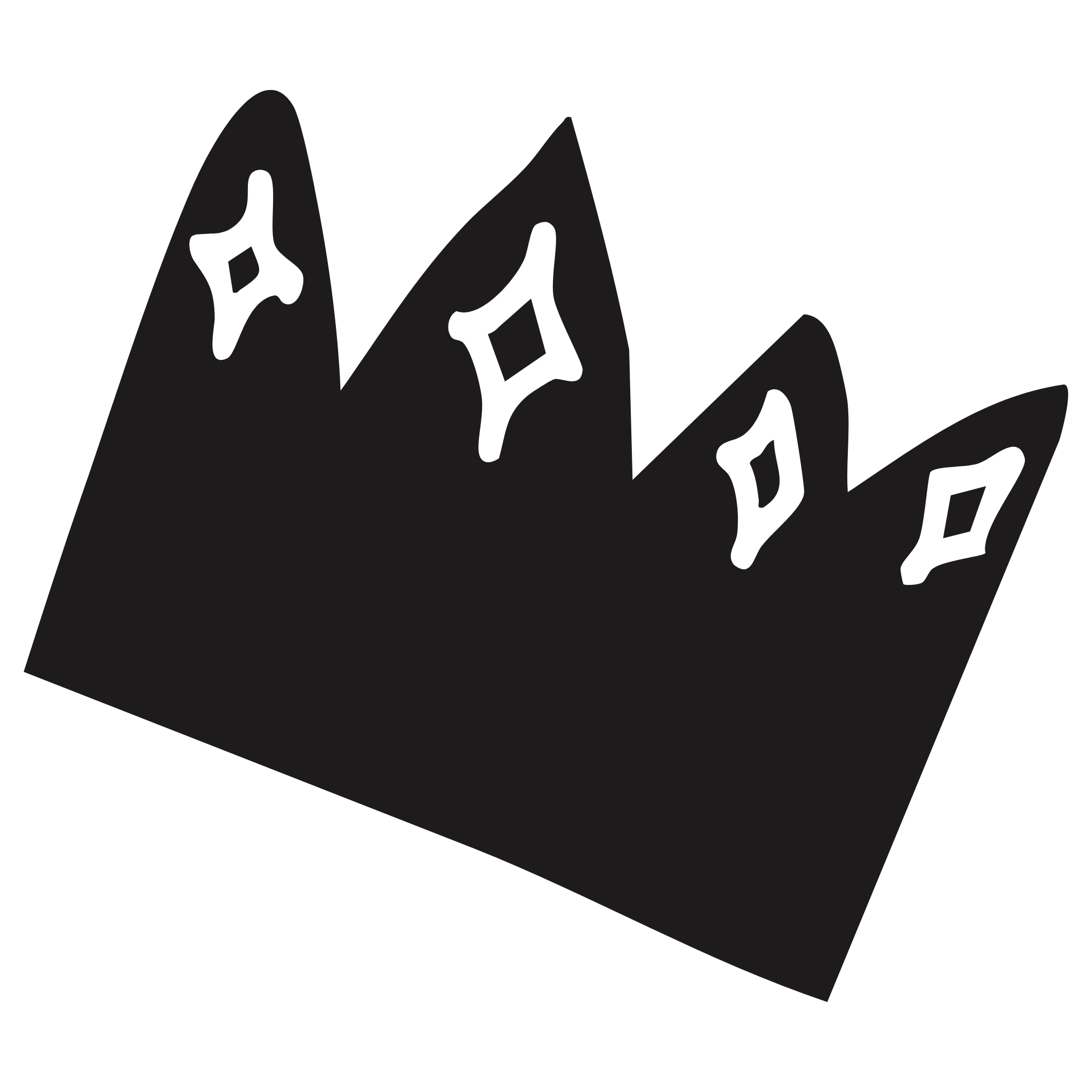 Silhouette of a paper crown with star-shaped cutouts on its peaks.