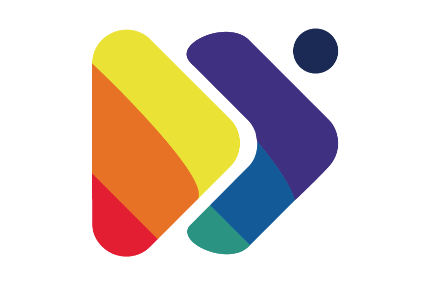 Future Athletes abstract colorful geometric logo with overlapping diagonal rounded bars and a small navy circle
