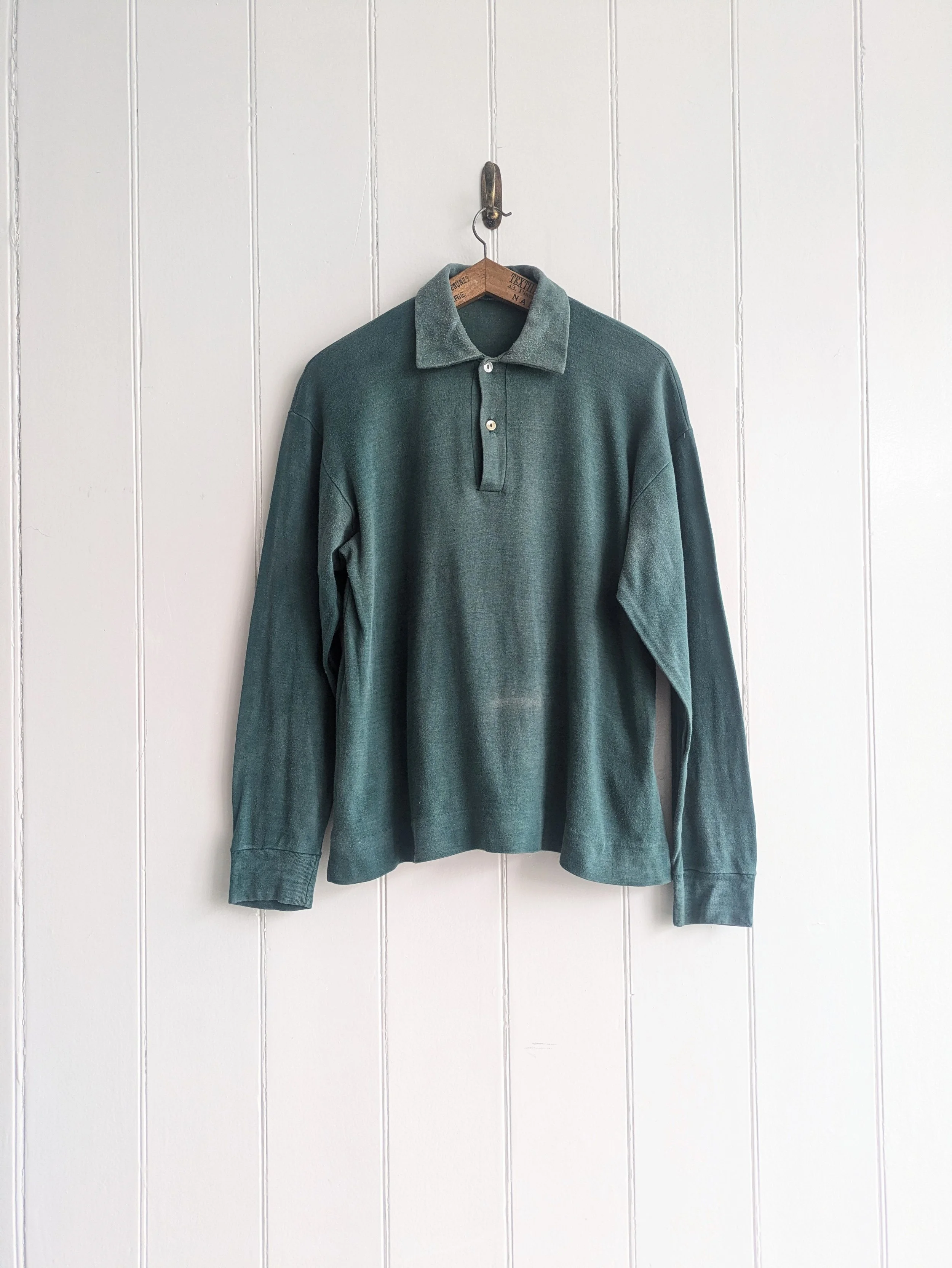 1950s 60s French Faded Cotton Polo Sports Shirt