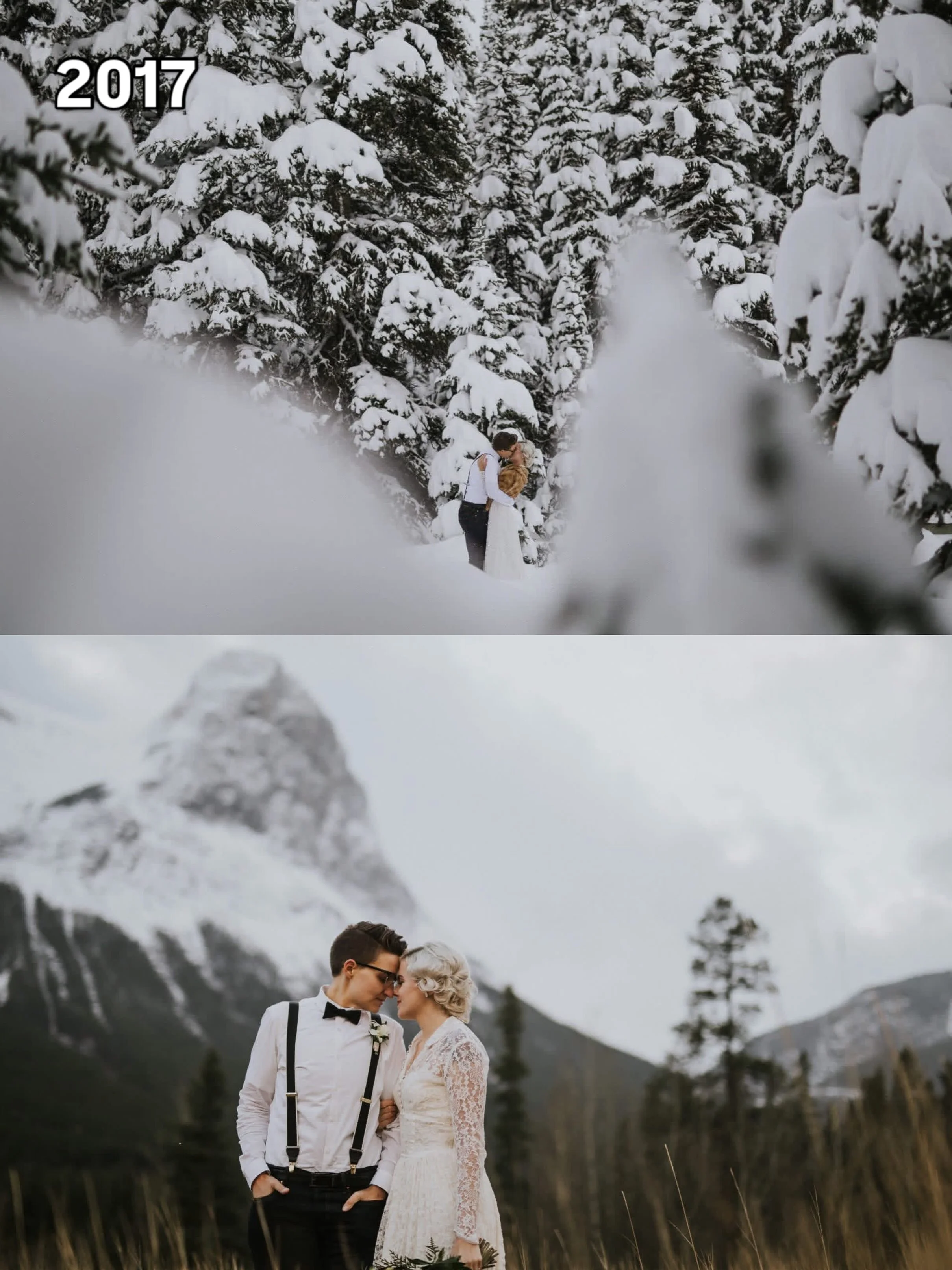 It&rsquo;s been 9 years since we eloped under the snowy evergreens of Banff National Park ❤️ 

Every year on our anniversary we reminisce a bit about our wedding day and the days leading up to it.. how we wrote our vows in a coffee shop and signed ou