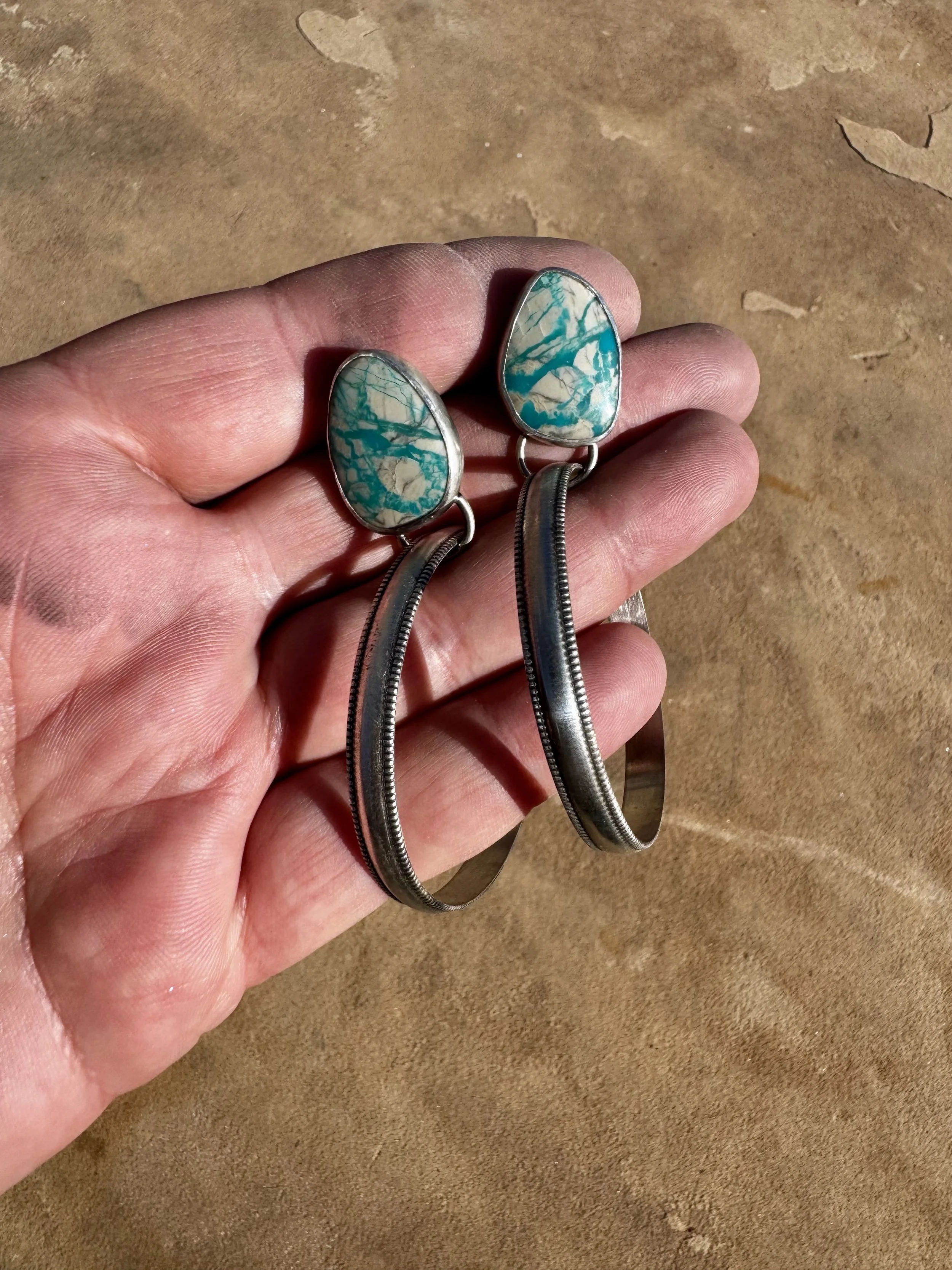 Fox Turquoise Hoop Earrings