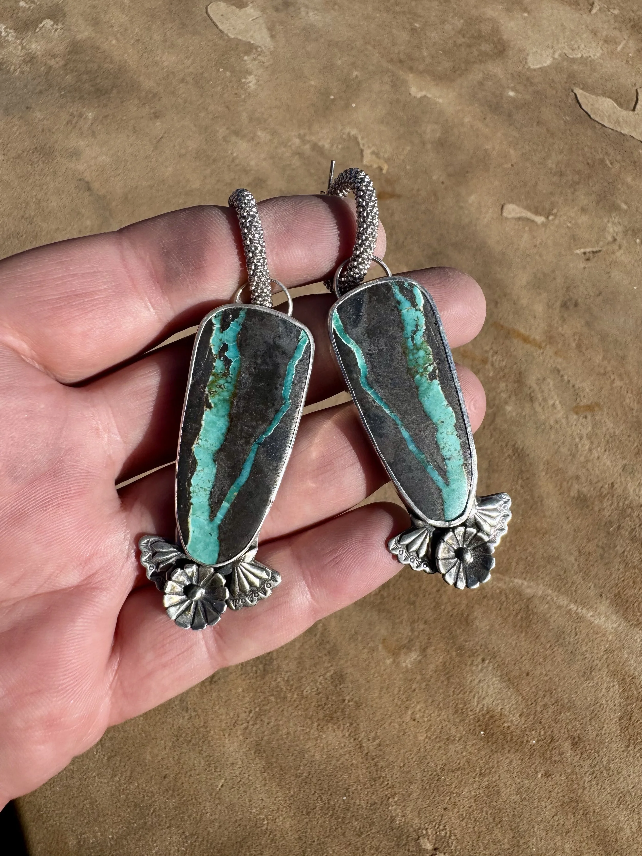 Ribbon Turquoise Dangle Earrings