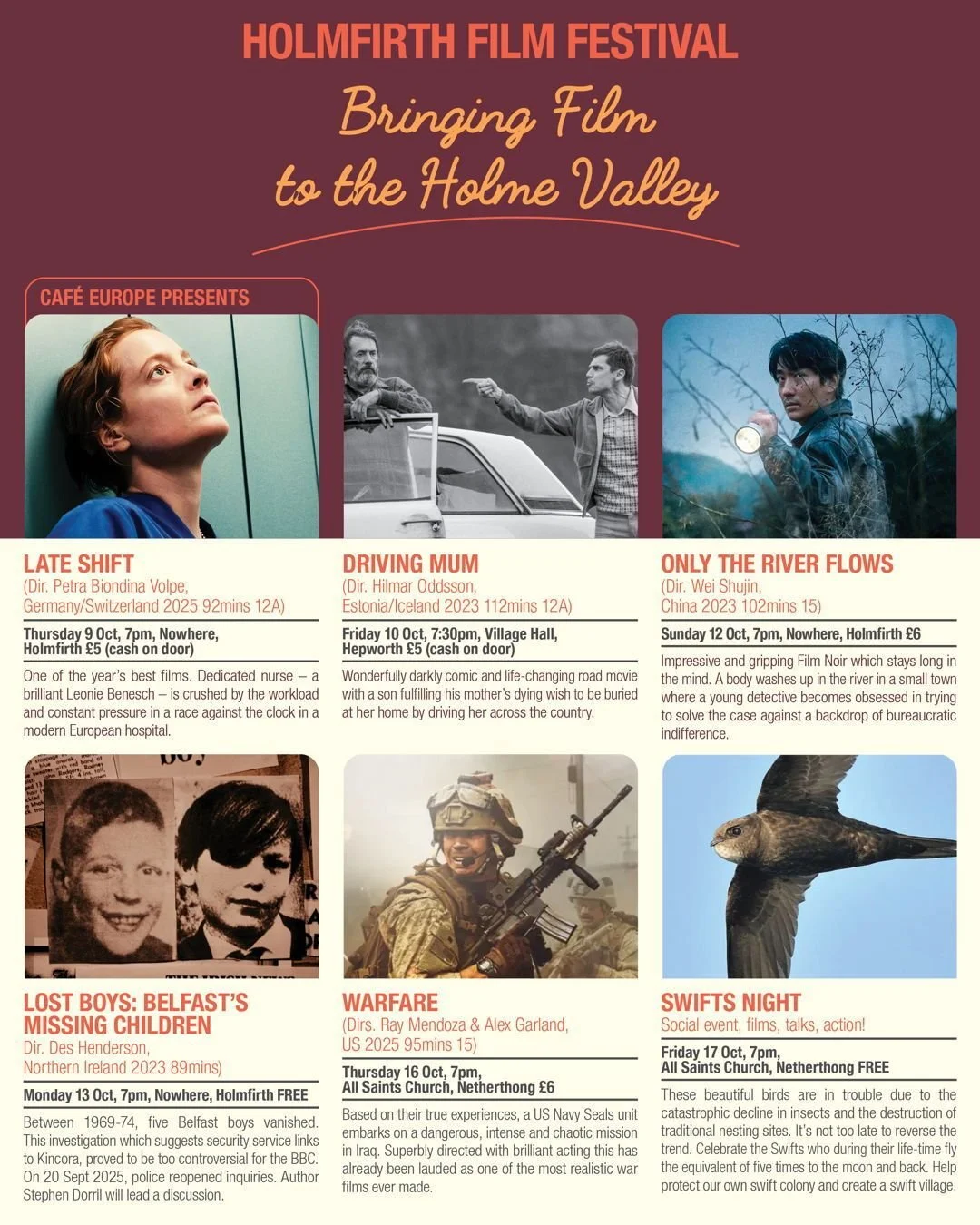 Our October 2025 programme for autumn will be available to book shortly...look out for updates on our website and eventbrite. 

#Holmfirth
#Huddersfield
#FilmFestival

https://buff.ly/pzoVo6E