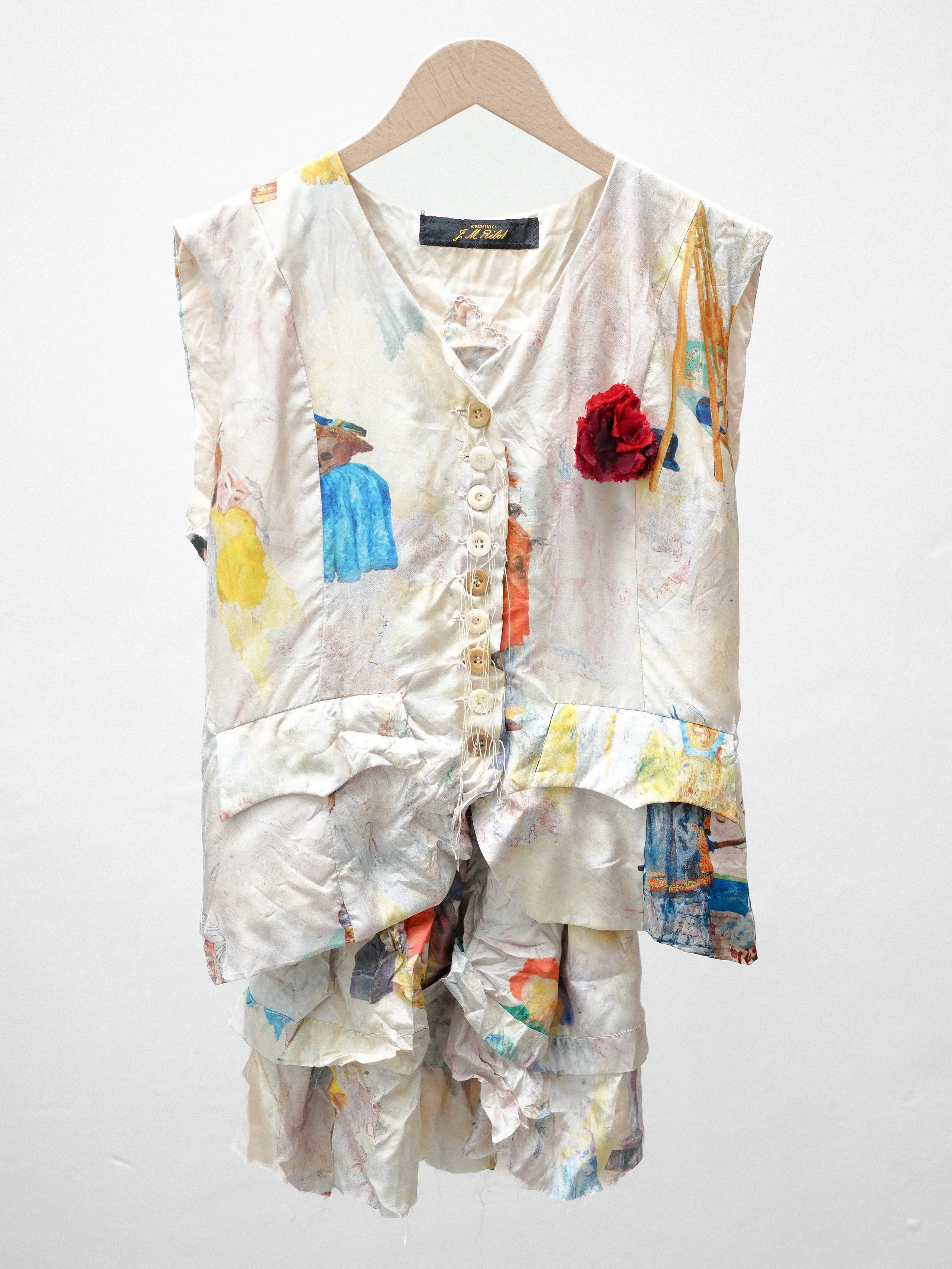 Archivio J.M. Ribot Vintage Silk Vest with a James Ensor Artwork Print