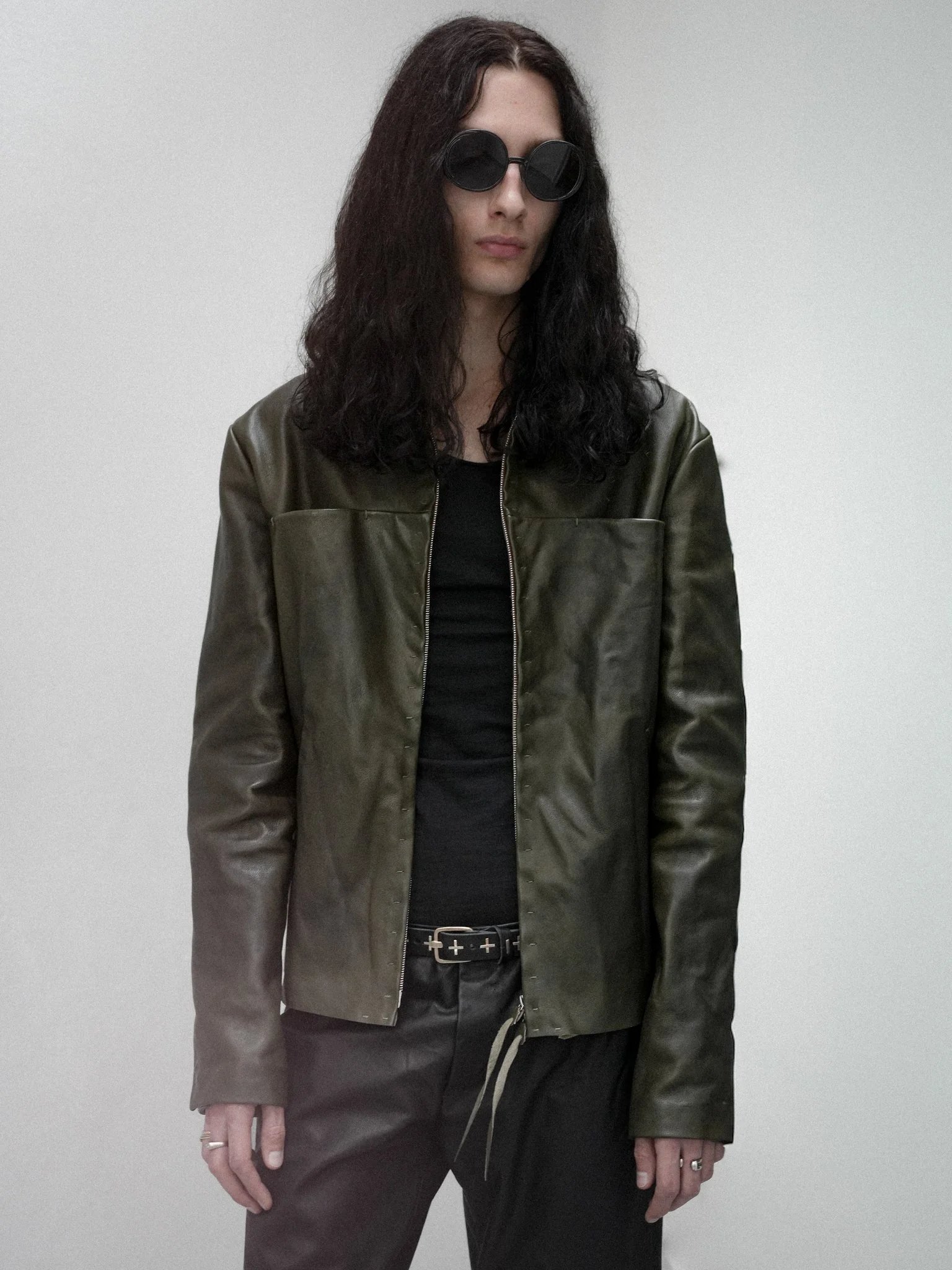 M.A+ Zipper Trucker Buffalo Leather Jacket