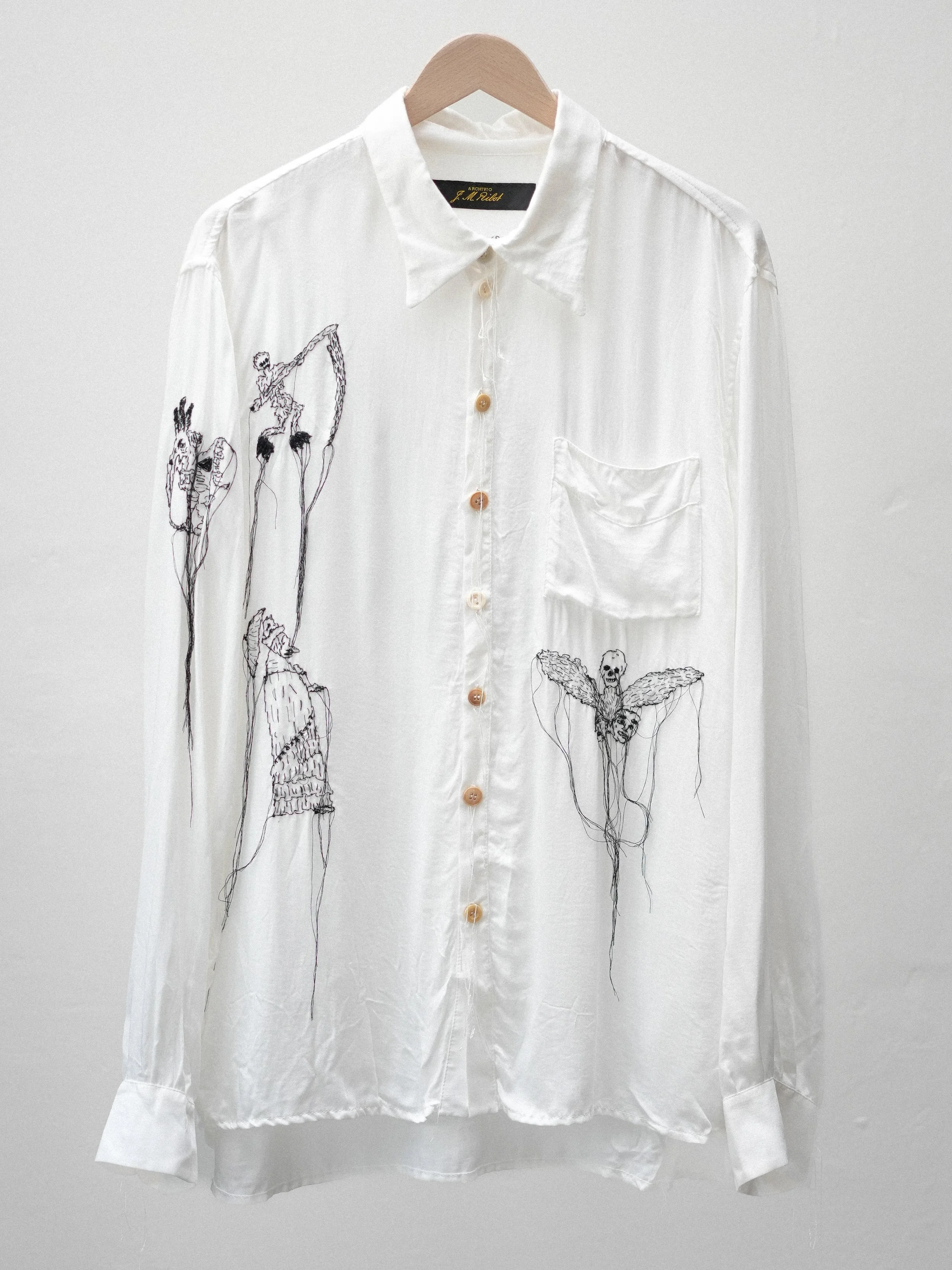 Archivio J.M. Ribot Hand Embroidered Shirt with a James Ensor Artwork Print