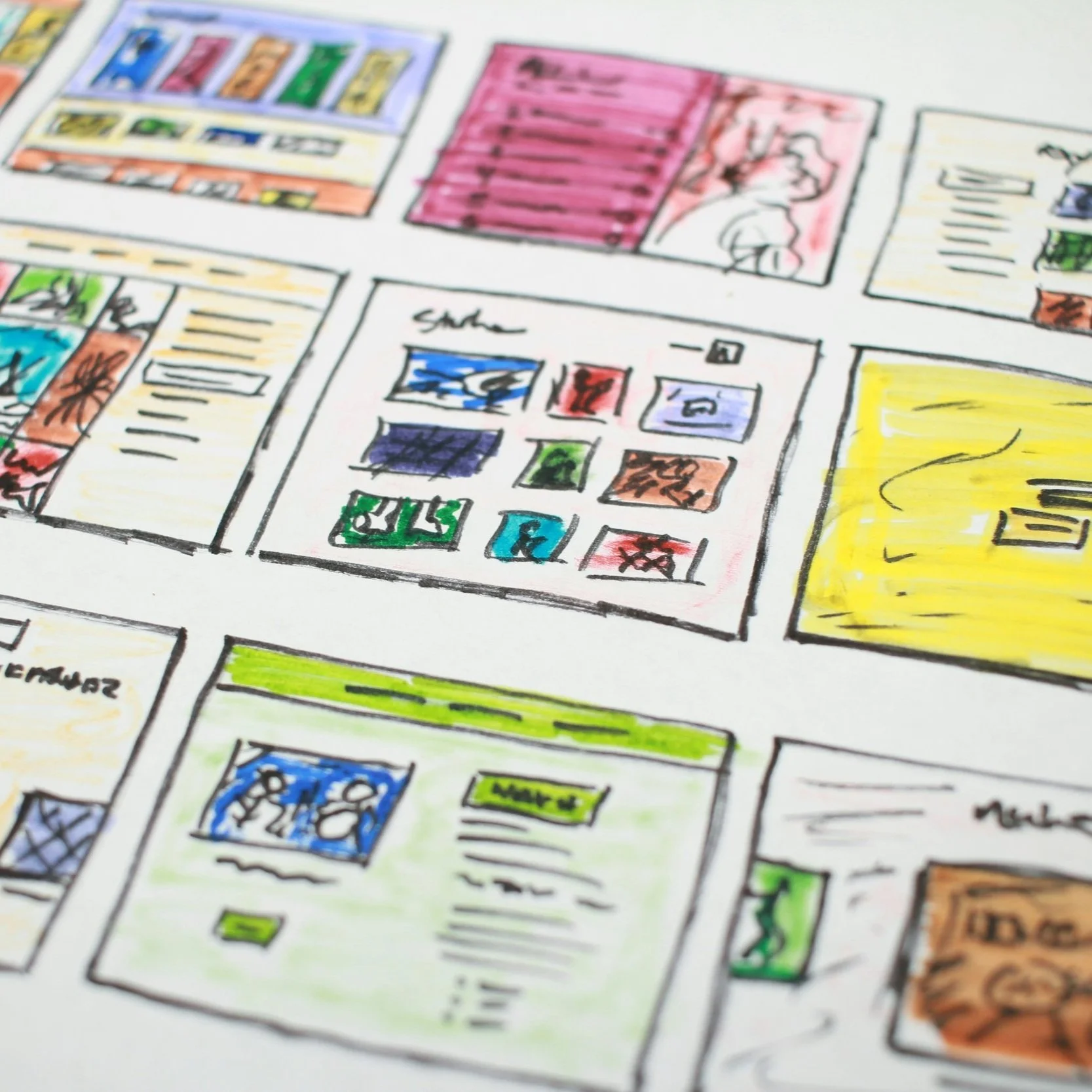 Hand drawn image of web design