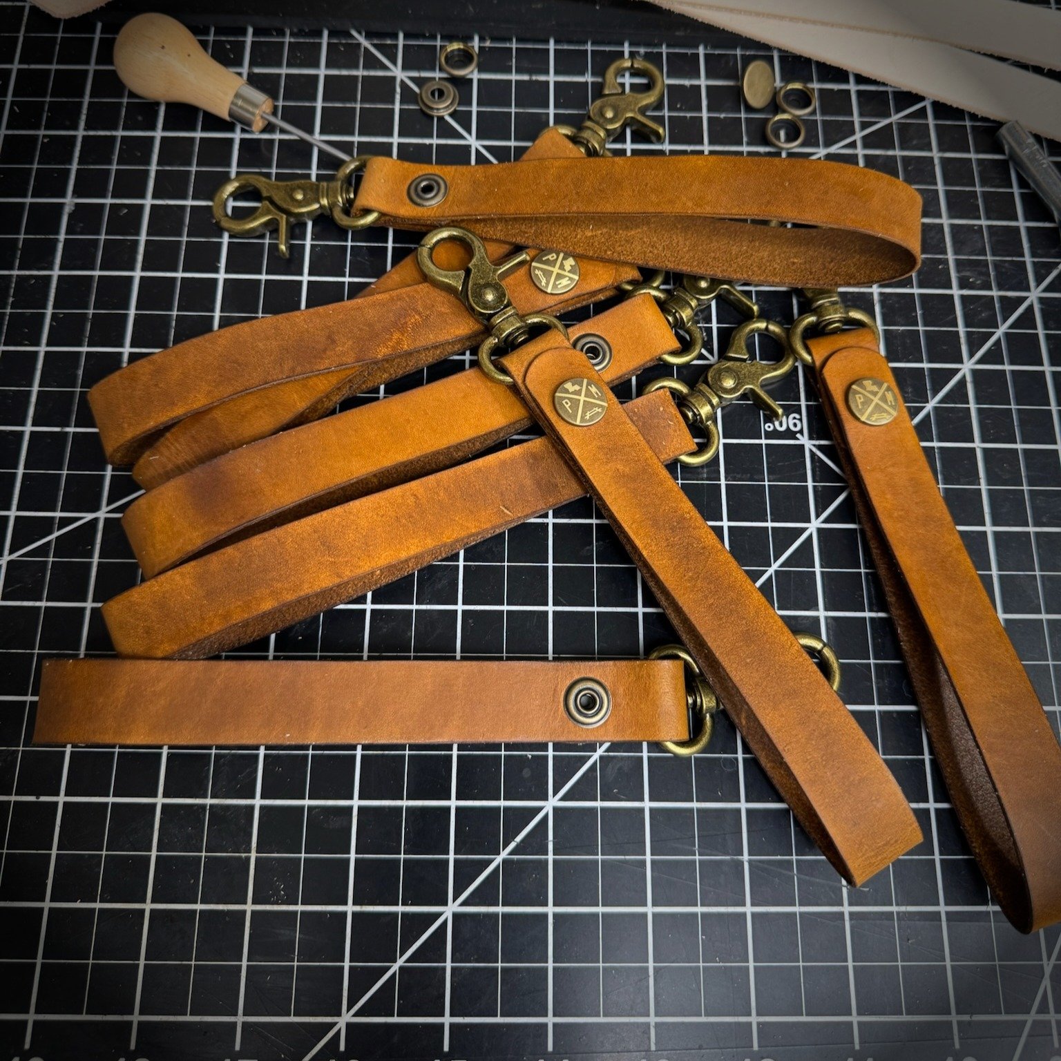 NEW! Just finished up a batch of some leather keychain wristlets. Hand cut from high quality veg-tan cowhide. Built to last for many years to come.