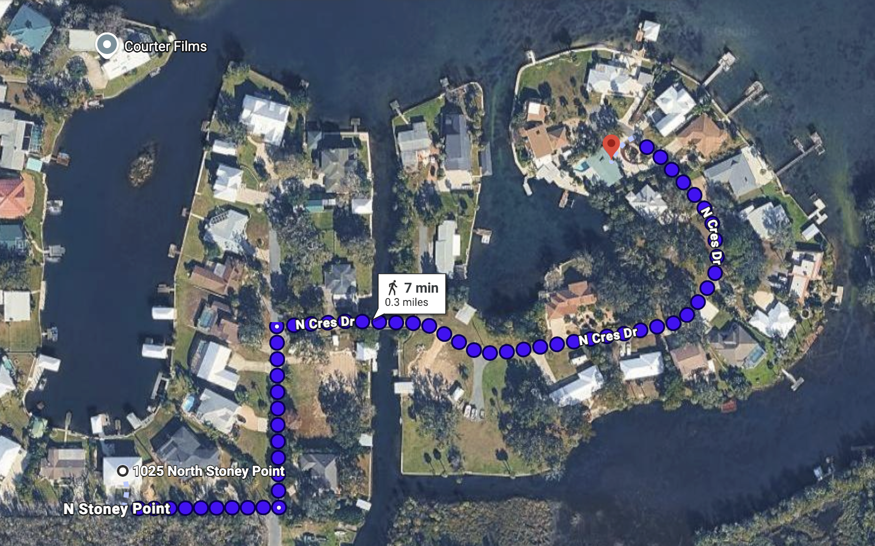 walk from the annex house to the main retreat house