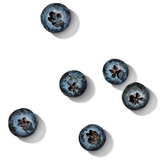 arrangement of six blueberries