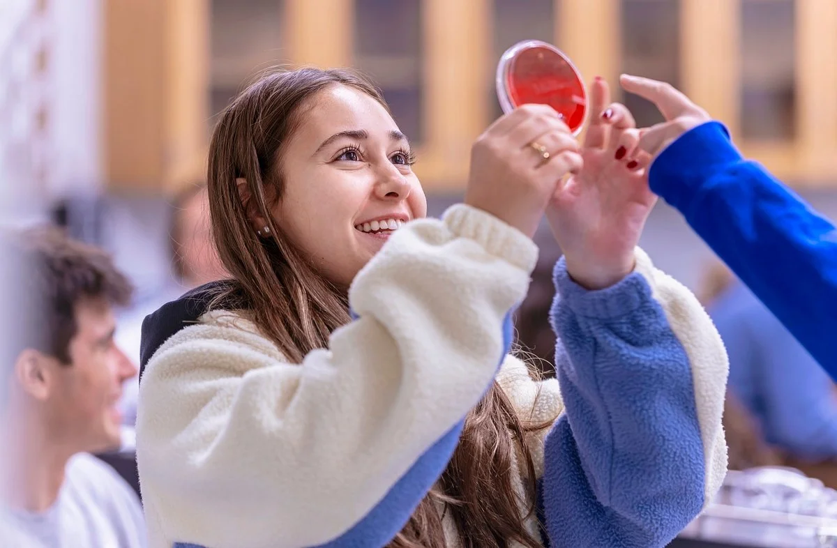 student in biology class