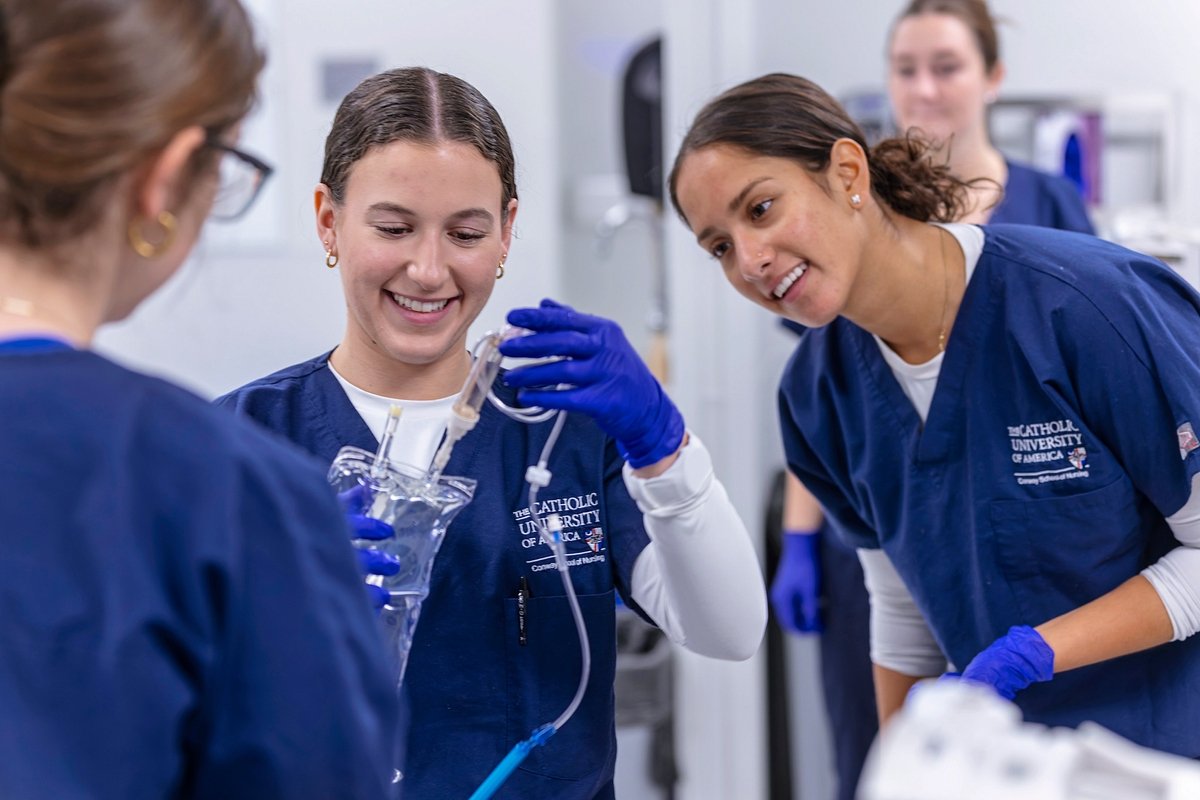 seminarians chatting on campus