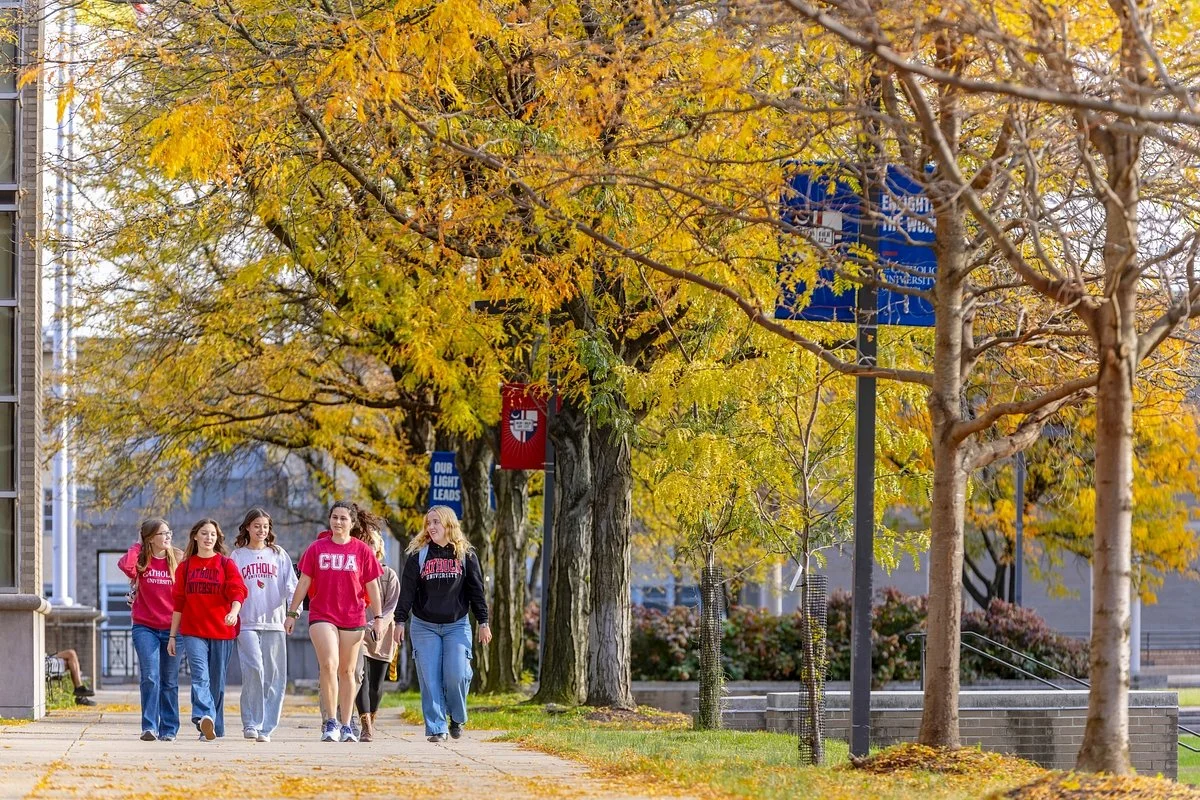 students enjoying fall