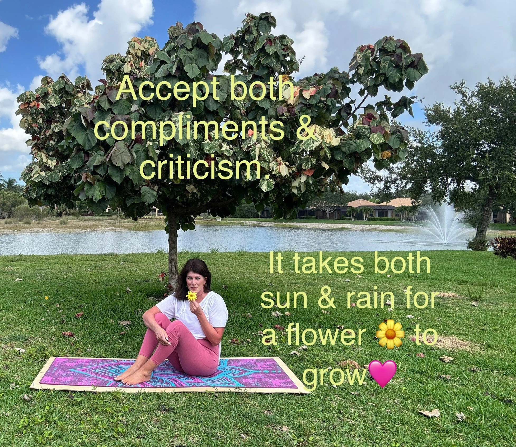 Accept both compliments &amp; criticism. It take both sun &amp; rain for a flower to grow. 